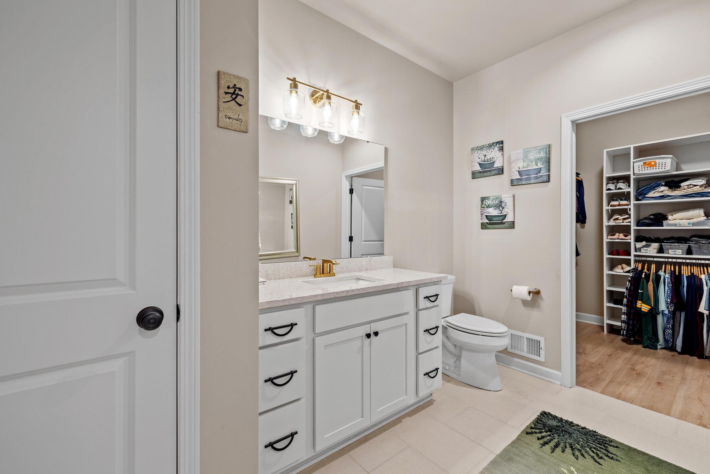 bathroom and closet