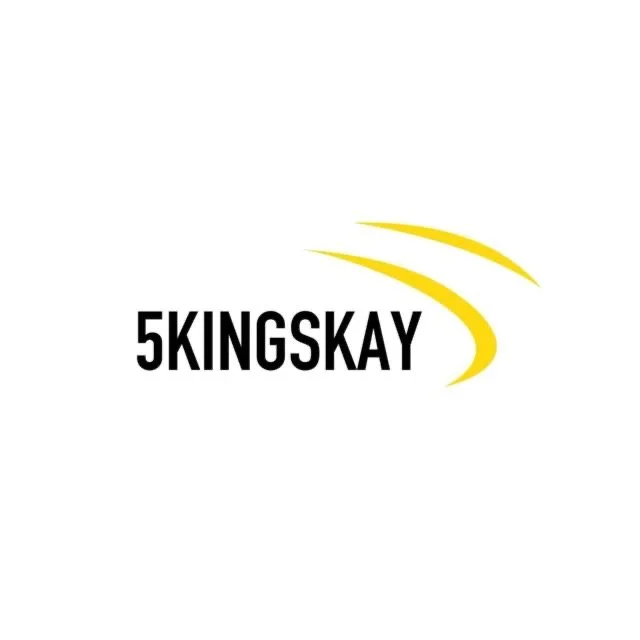 Logo with text '5KINGSKAY' and yellow swoosh lines