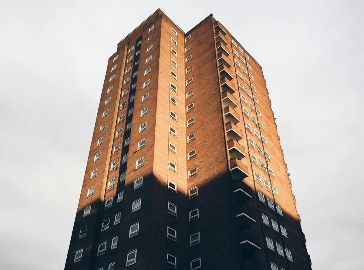 High-rise residential block requiring communal cleaning services in London