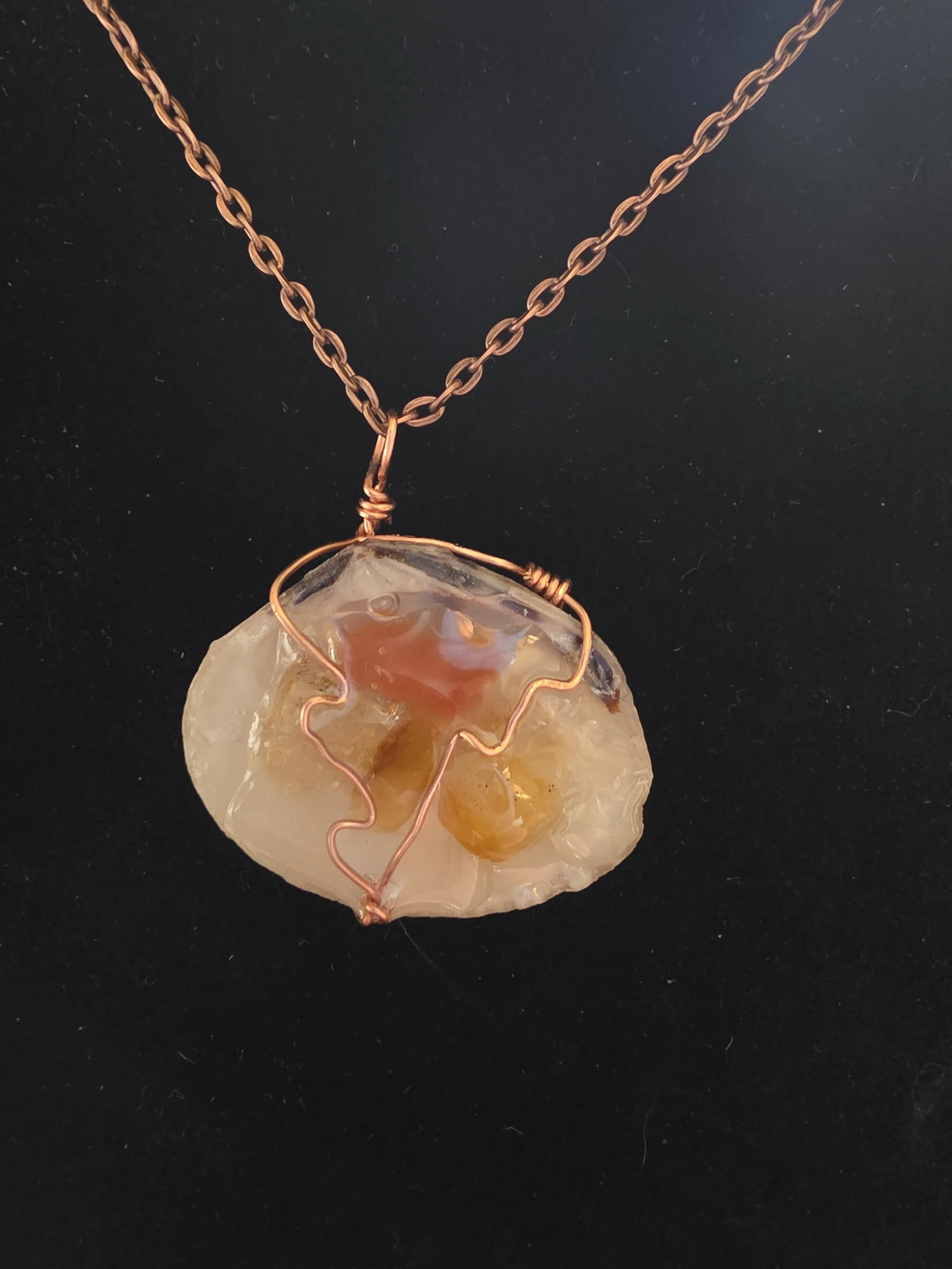 Authentic Oregon Coast Cockle Shell with Oregon Beach agates in resin