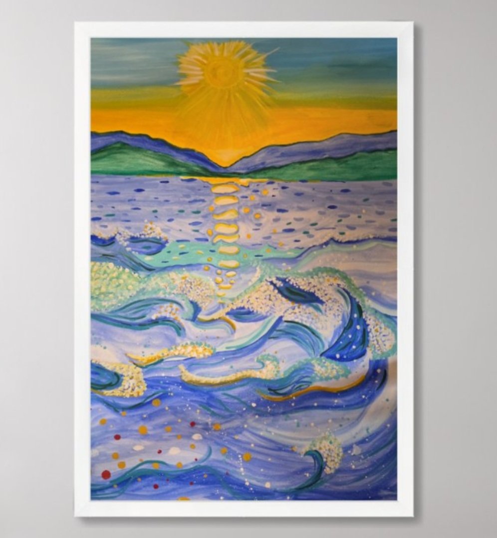 24x36 WAVES IN THE SUNRISE Gouache Giclee print