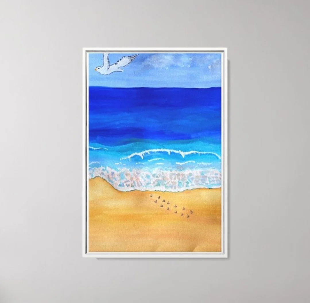 12x18 SEAGULL IN SOLITUDE Gouache Giclee print