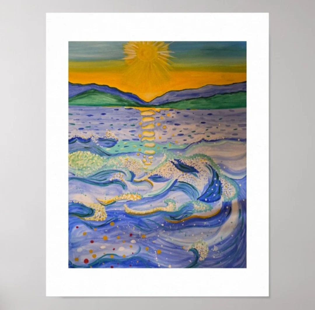 11x14 WAVES IN THE SUNRISE - Gouache Giclee Print