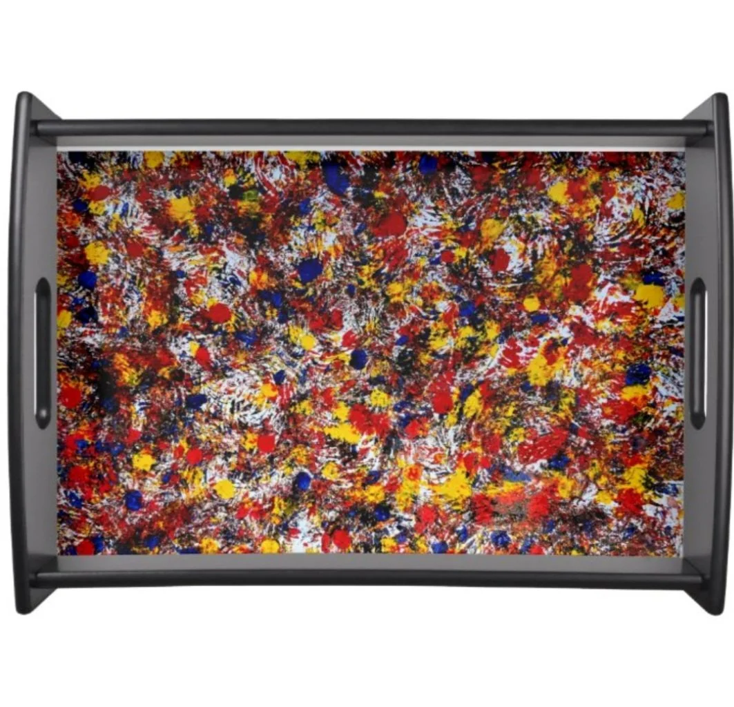 Large Serving Tray - Abstract Happiness - Gouache Painting