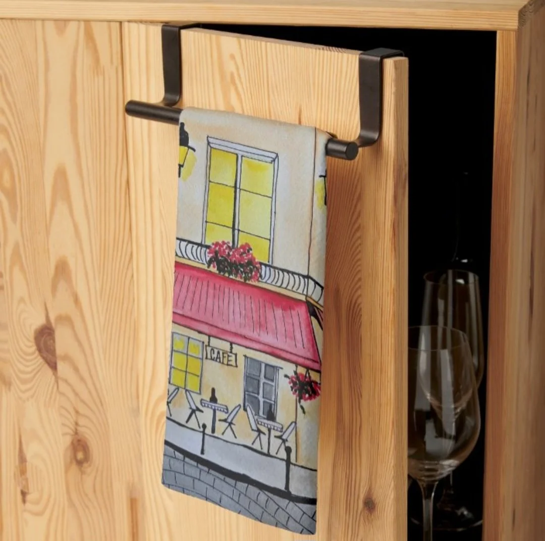 Artistic Dish Towels - Paris Cafe (watercolor)