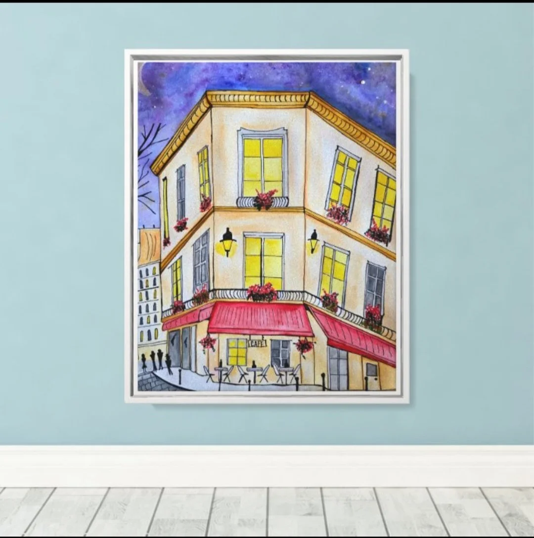 11x14 FRENCH CAFE - Watercolor