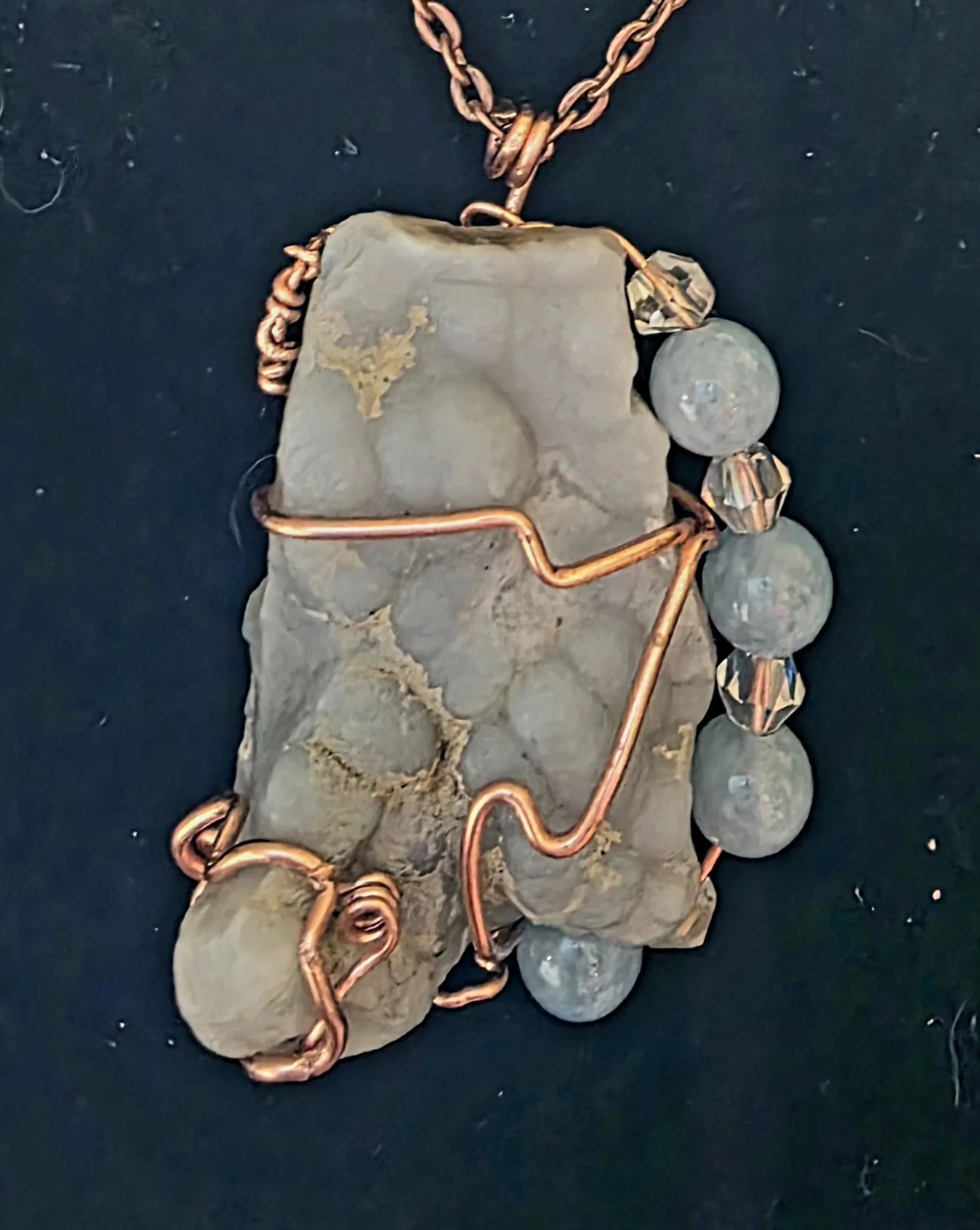 Authentic Oregon Blue Botryoidal Chalcedony, Blue Chalcedony bead and Austrian glass beads