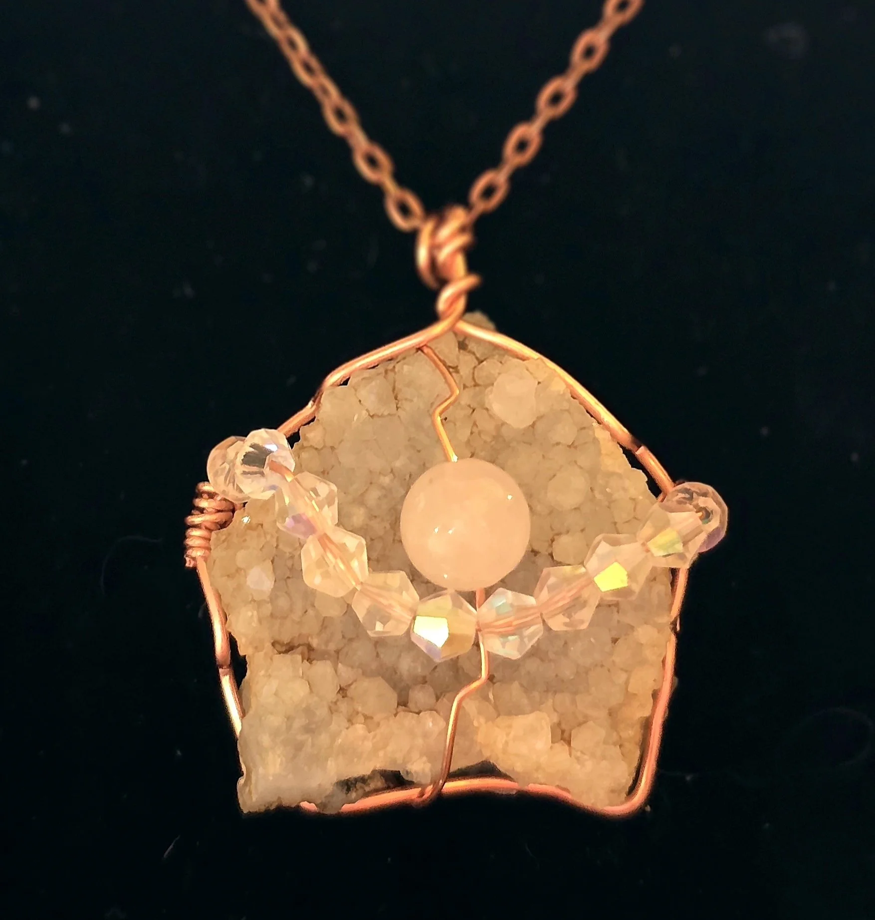 Authentic Oregon Quartz Crystal Cluster, Quartz Crystal bead with Austrian glass beads