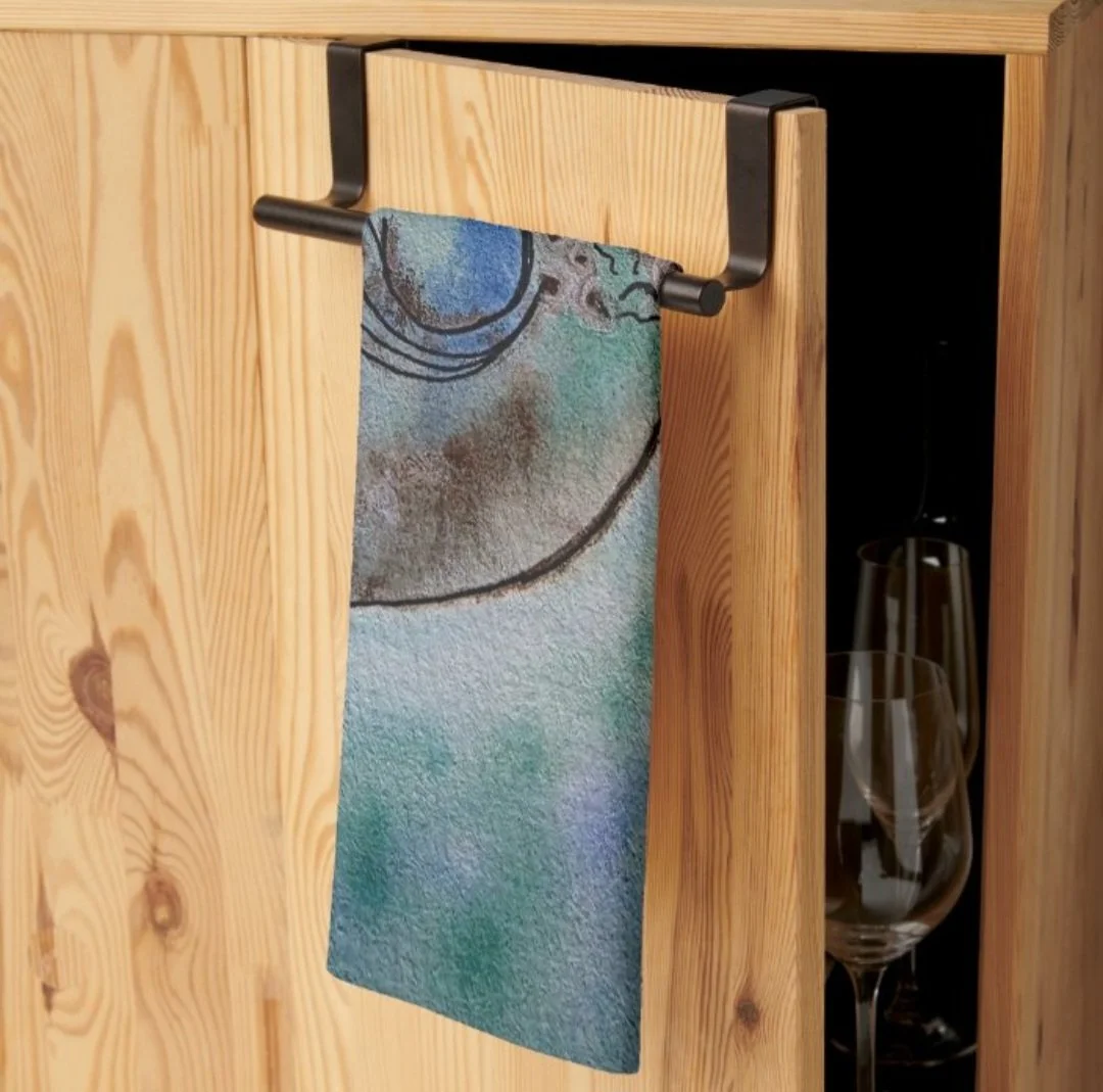 Artistic Dish Towels - Playful Sea Turtle (watercolor)