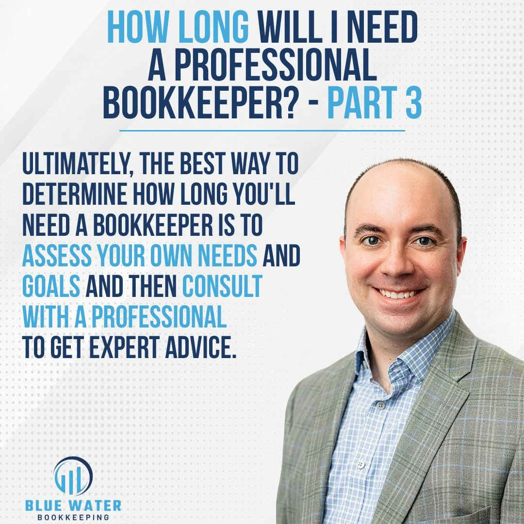 How Long Will I Need a Professional Bookkeeper (Part 3)?
Ultimately, the best way to determine how long you'll need a bookkeeper is to assess your own needs and goals and then consult with a professional to get expert advice.
#needsassessment #book