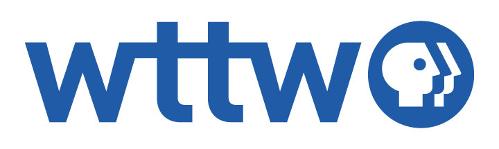 WTTW logo with text and a circular icon containing a stylized face design.