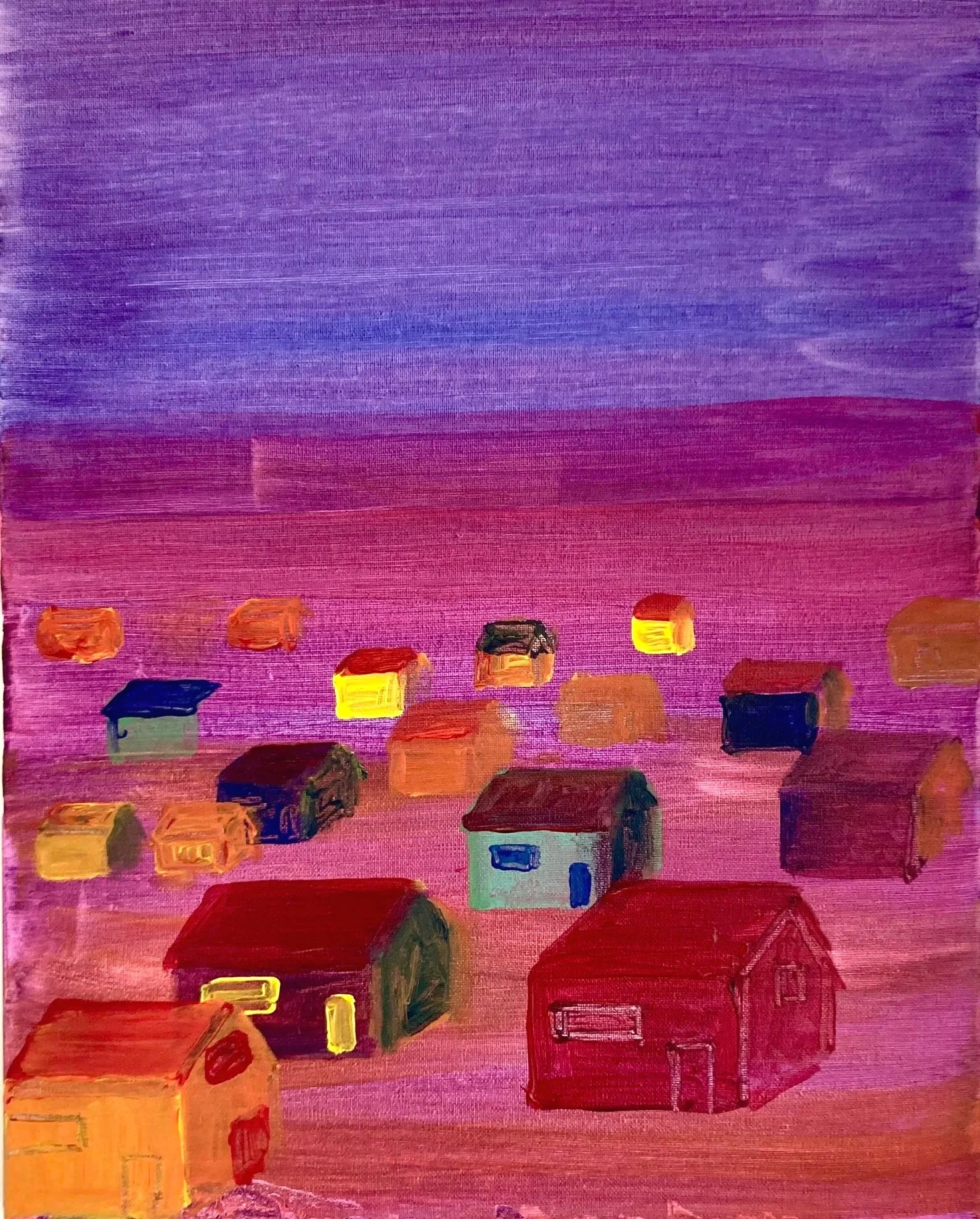 Small houses in colorful landscape