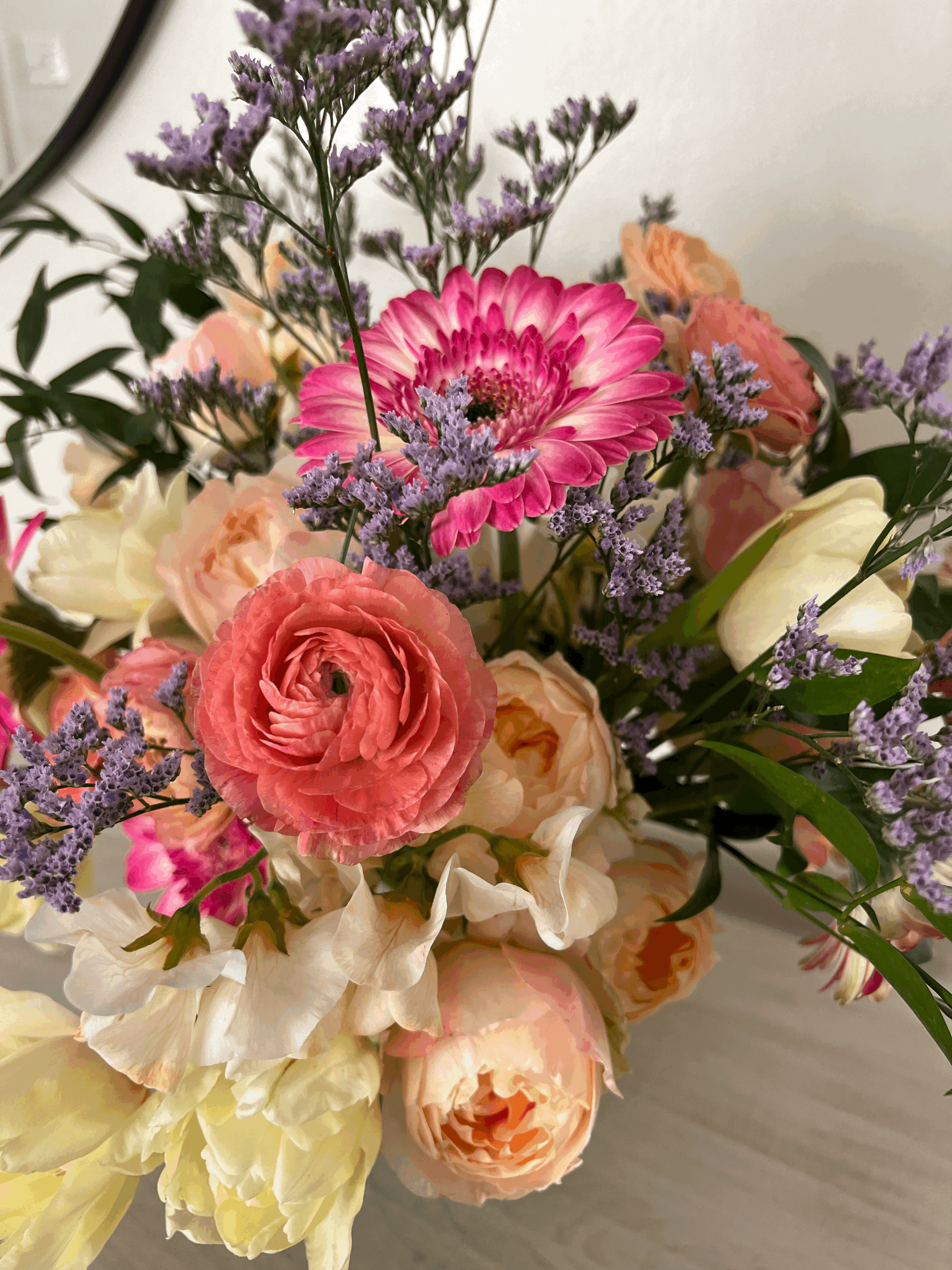 fresh hand-crafted flower arrangement - flowers for every occasion - local delivery to Covina- romantic flowers- sympathy flowers- flowers for friends