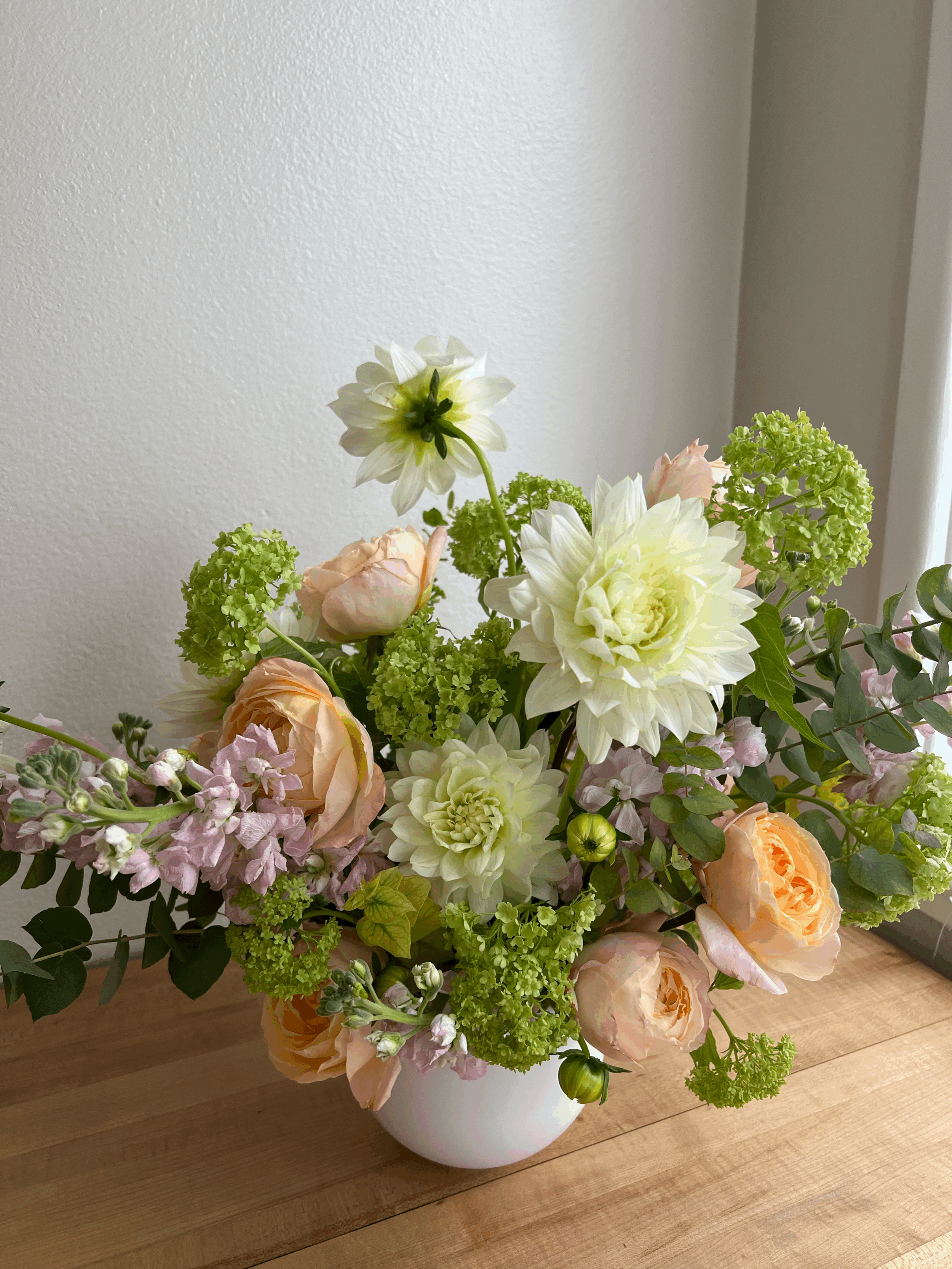 fresh hand-crafted flower arrangement - flowers for every occasion - local delivery to Covina- romantic flowers- sympathy flowers- flowers for friends