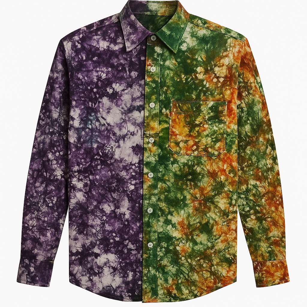 Two-Tone Tie-Dye Long Sleeve Shirt