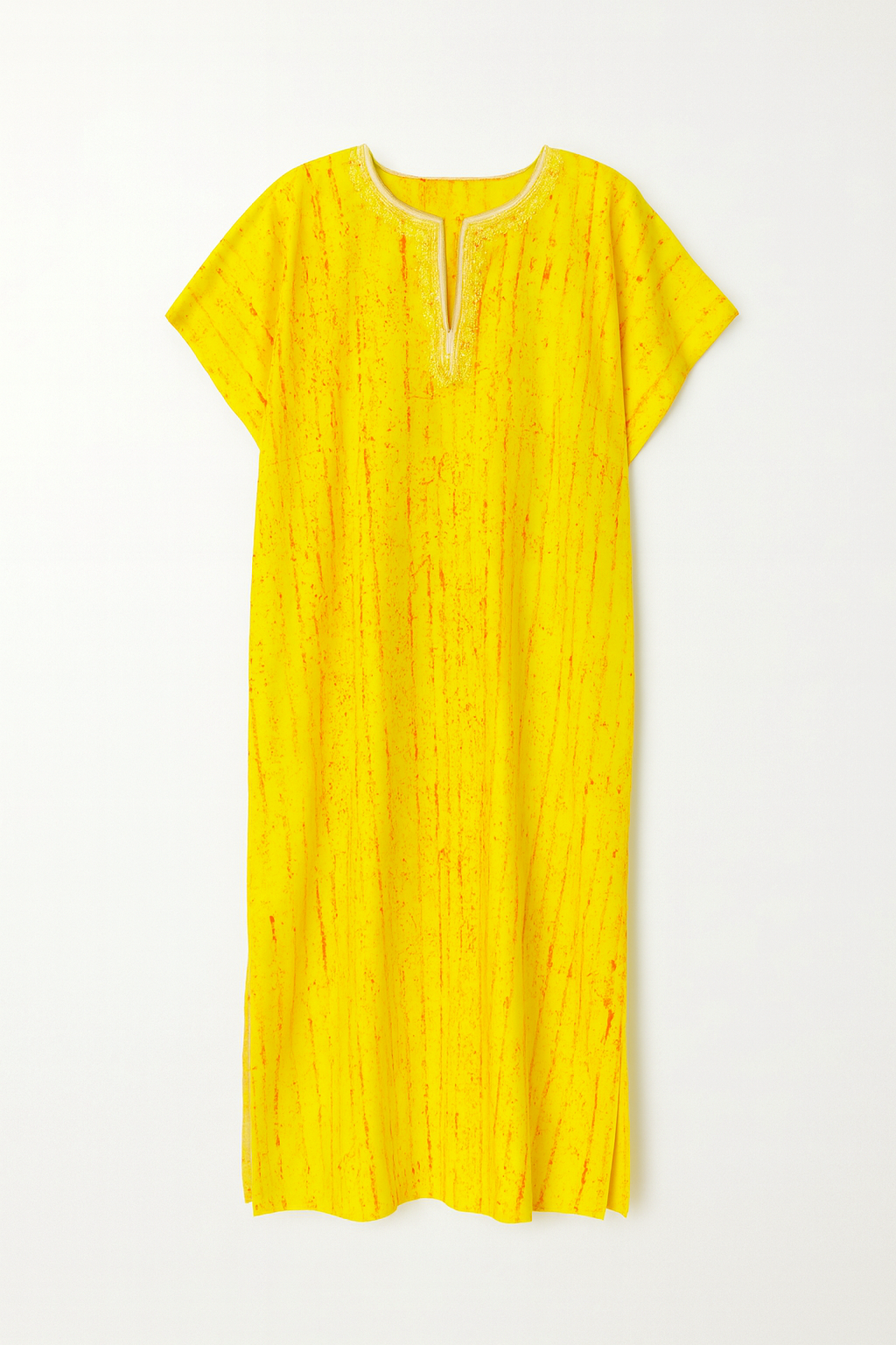 Handmade Bright Yellow Embroidered Kaftan