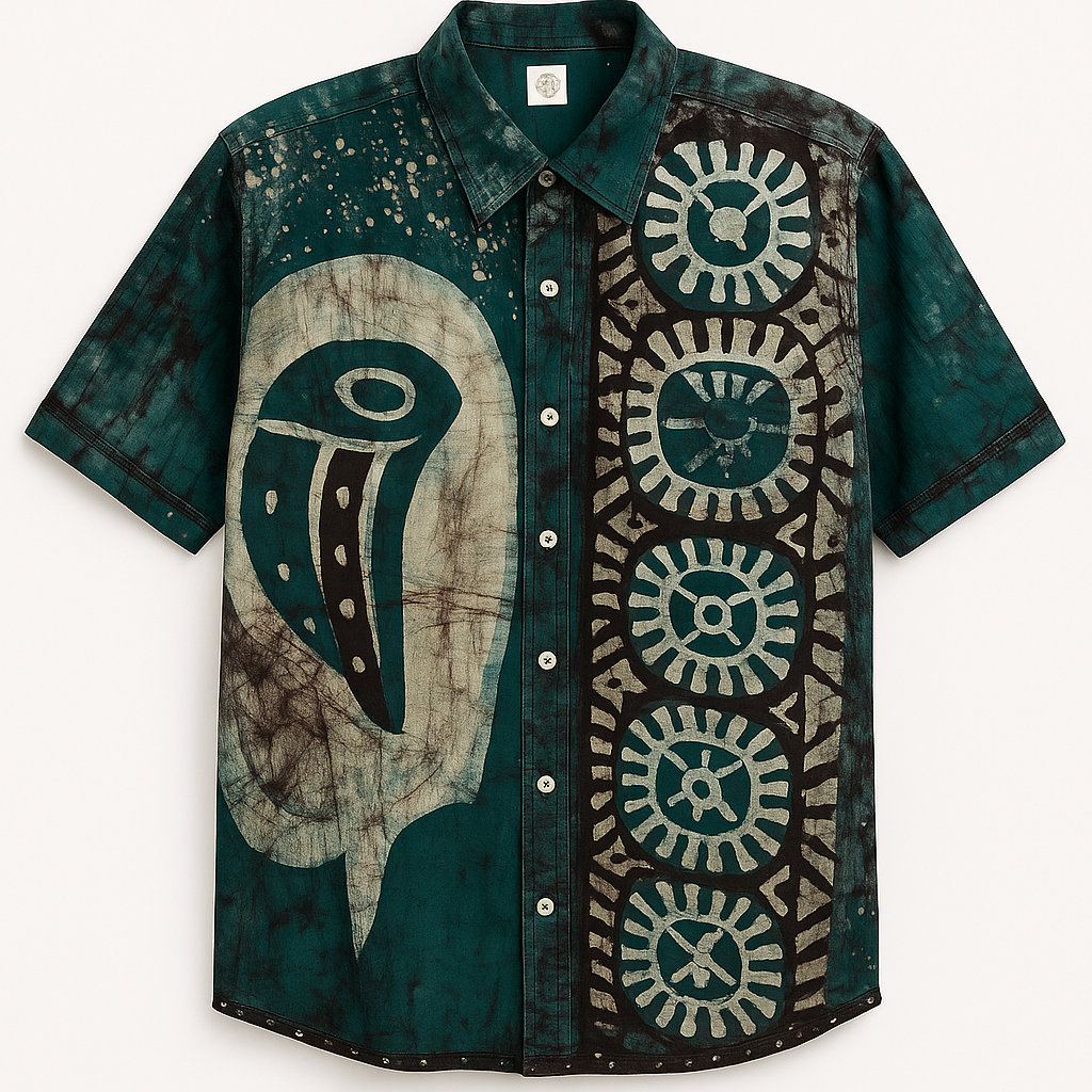 Teal African Batik Shirt