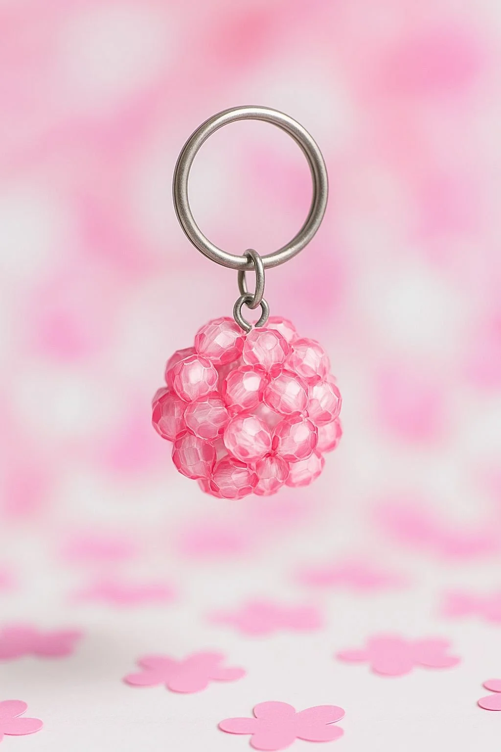Pink Beaded Keychain