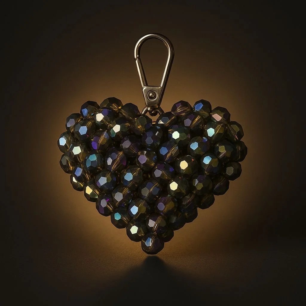 Black Iridescent Heart Keychain