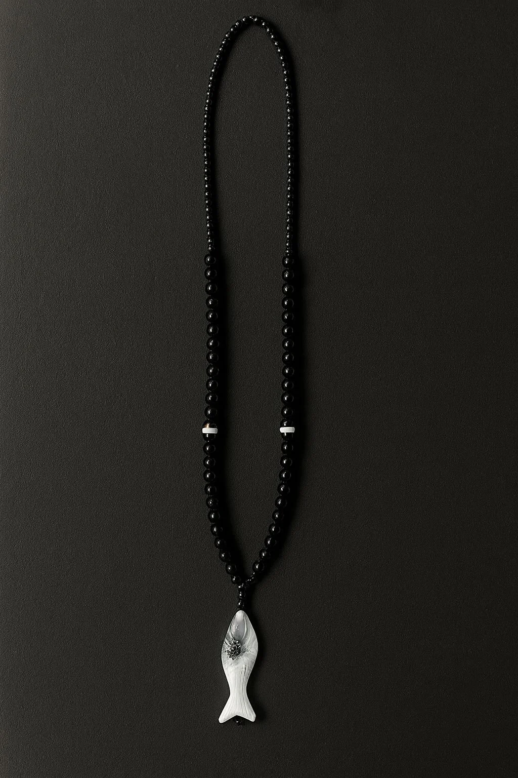Men’s Black Beaded Fish Necklace