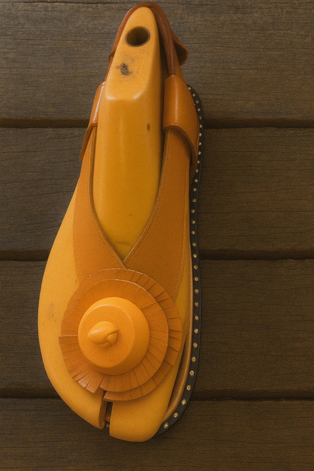 Yellow Leather Circle Sandals
