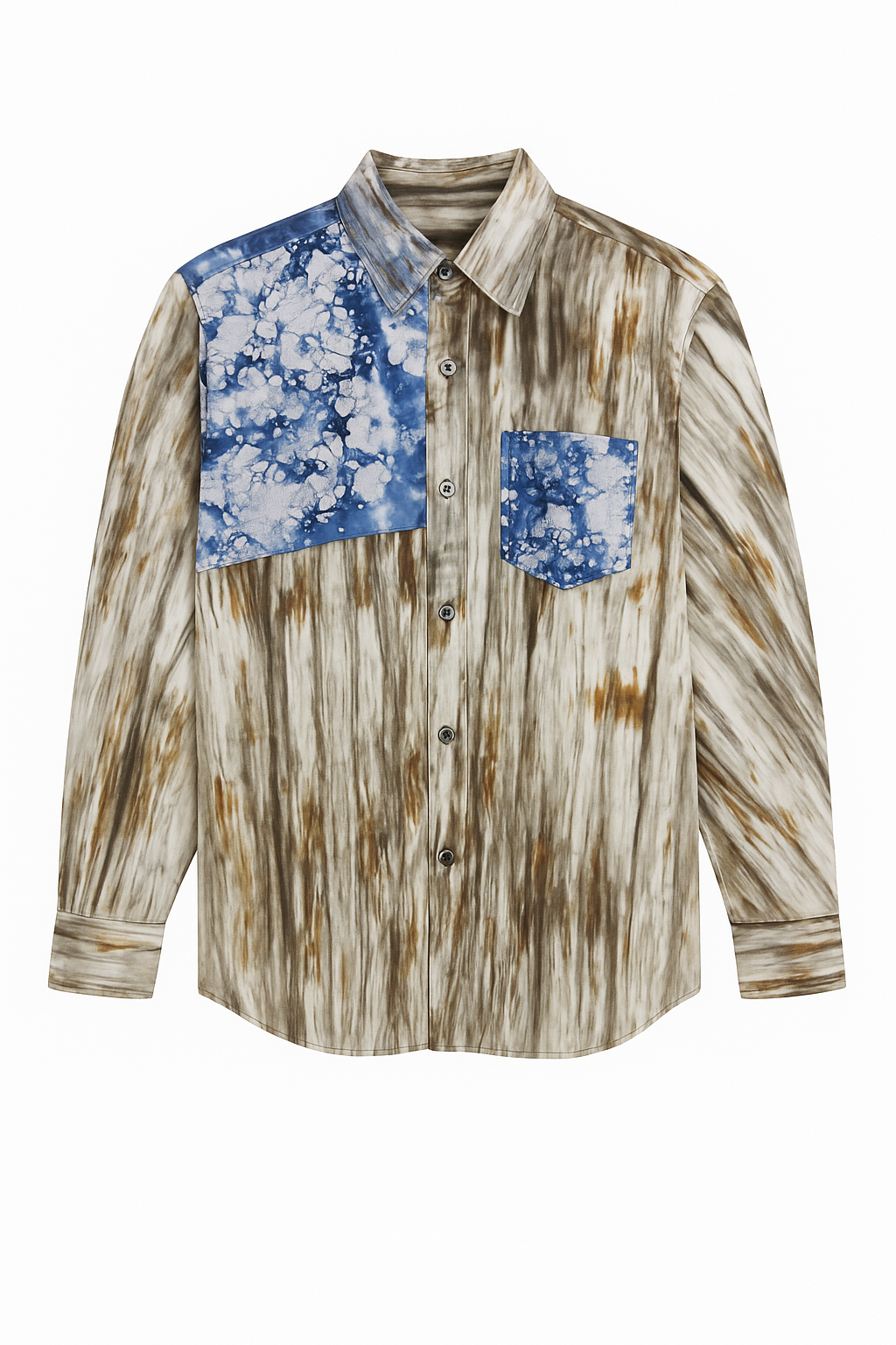 Brown & Blue Tie-Dye Long Sleeve Shirt