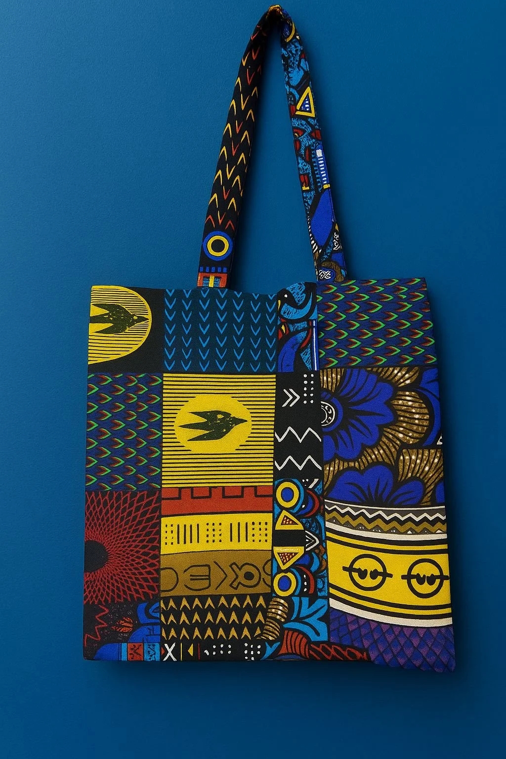 Blue and Yellow African Tote Bag