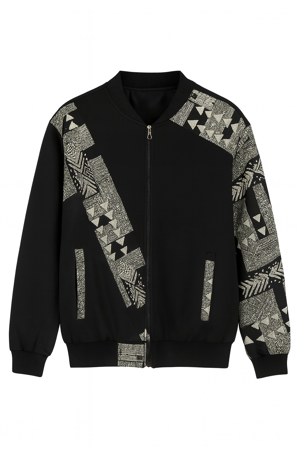 Black Tribal Bomber Jacket