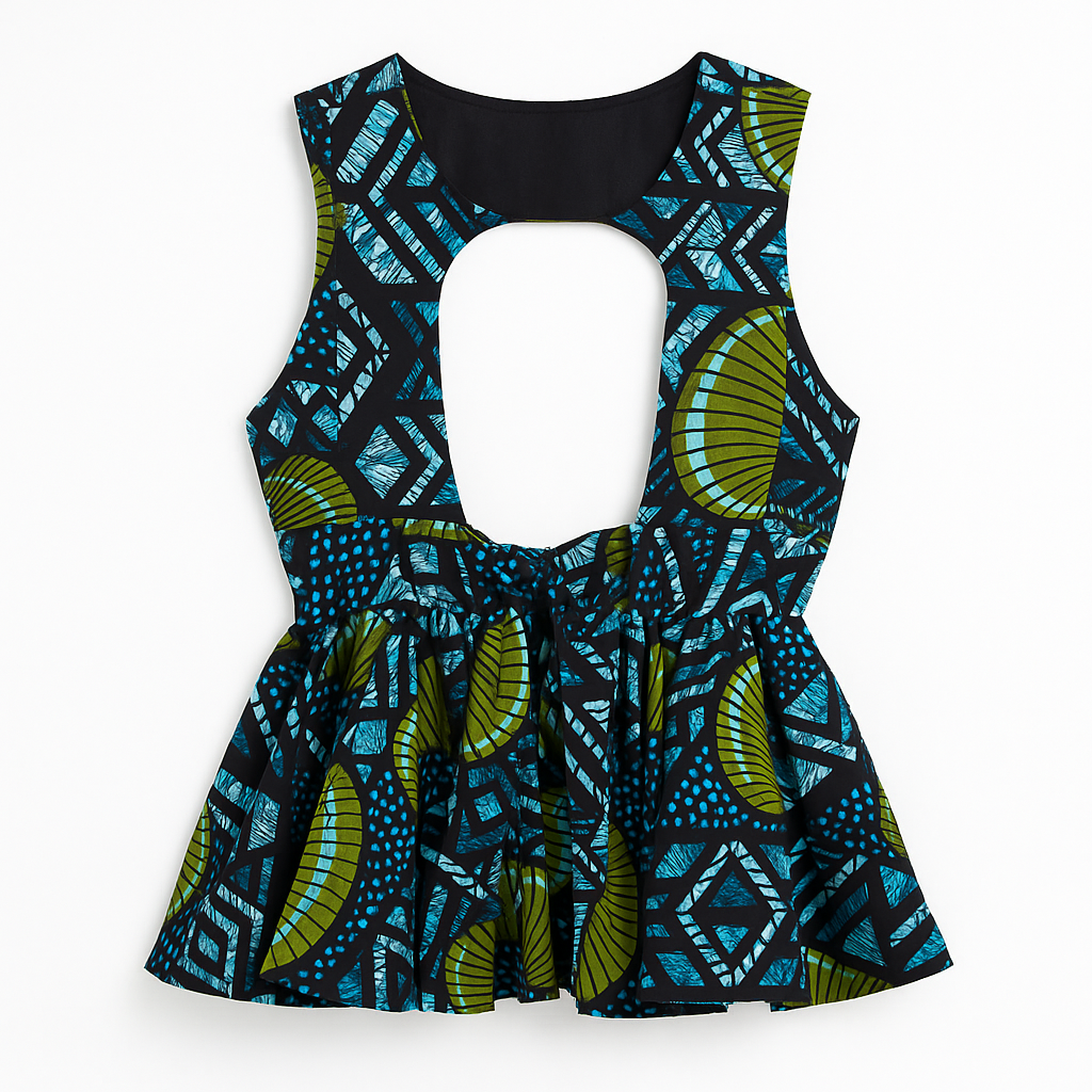 Handmade African Print Open-Back Top