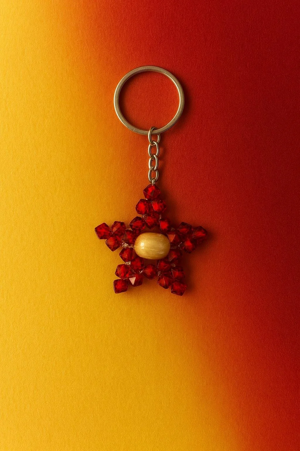 Red Star Beaded Keychain