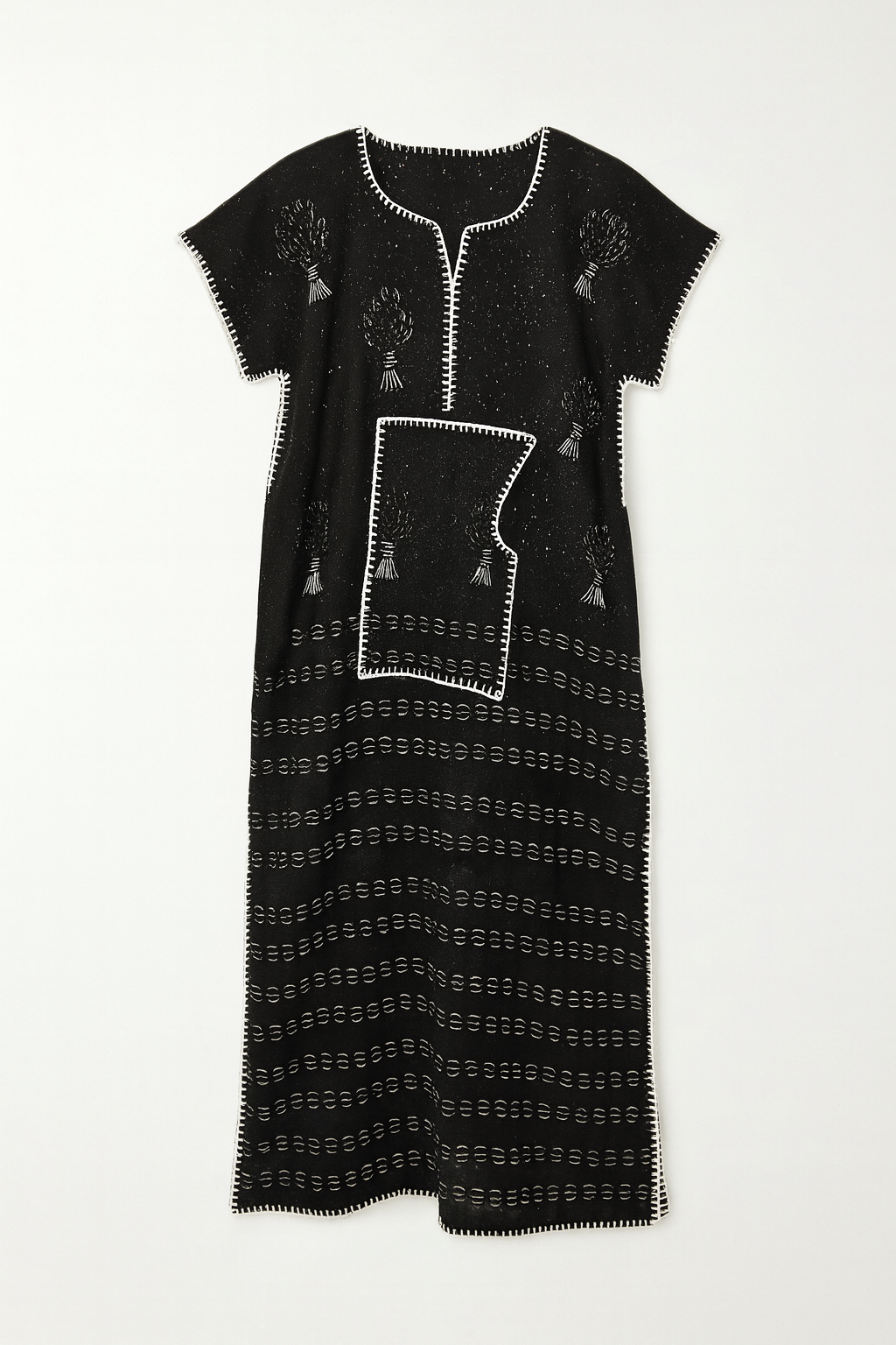 Handmade Black & White Embroidered Kaftan