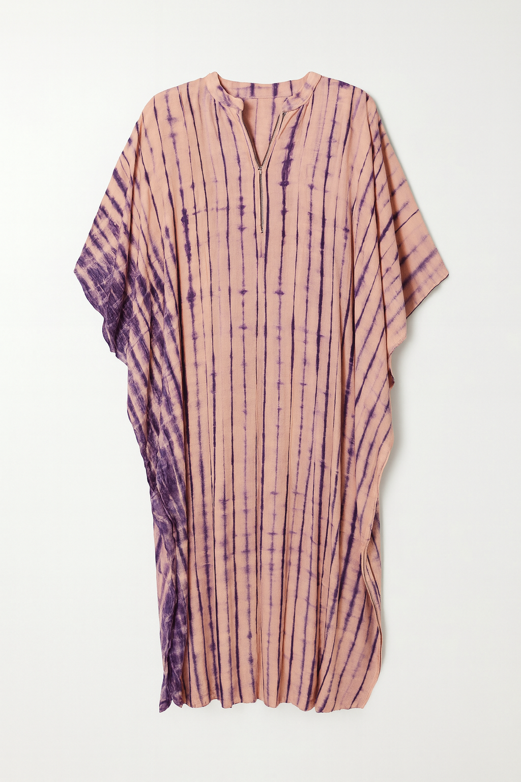 Handmade Purple & Beige Tie-Dye Kaftan