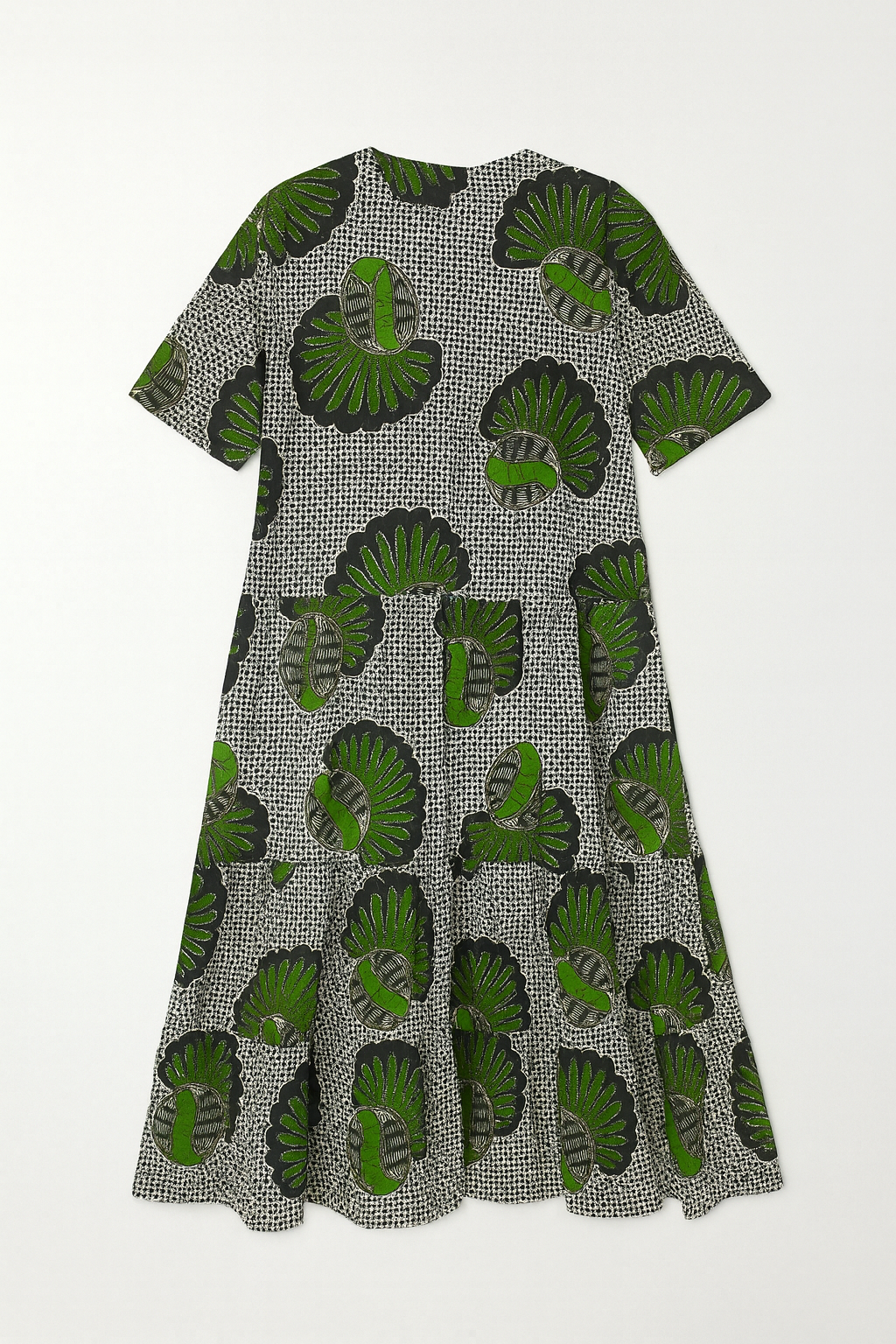 Handmade African Green Shell Print Dress