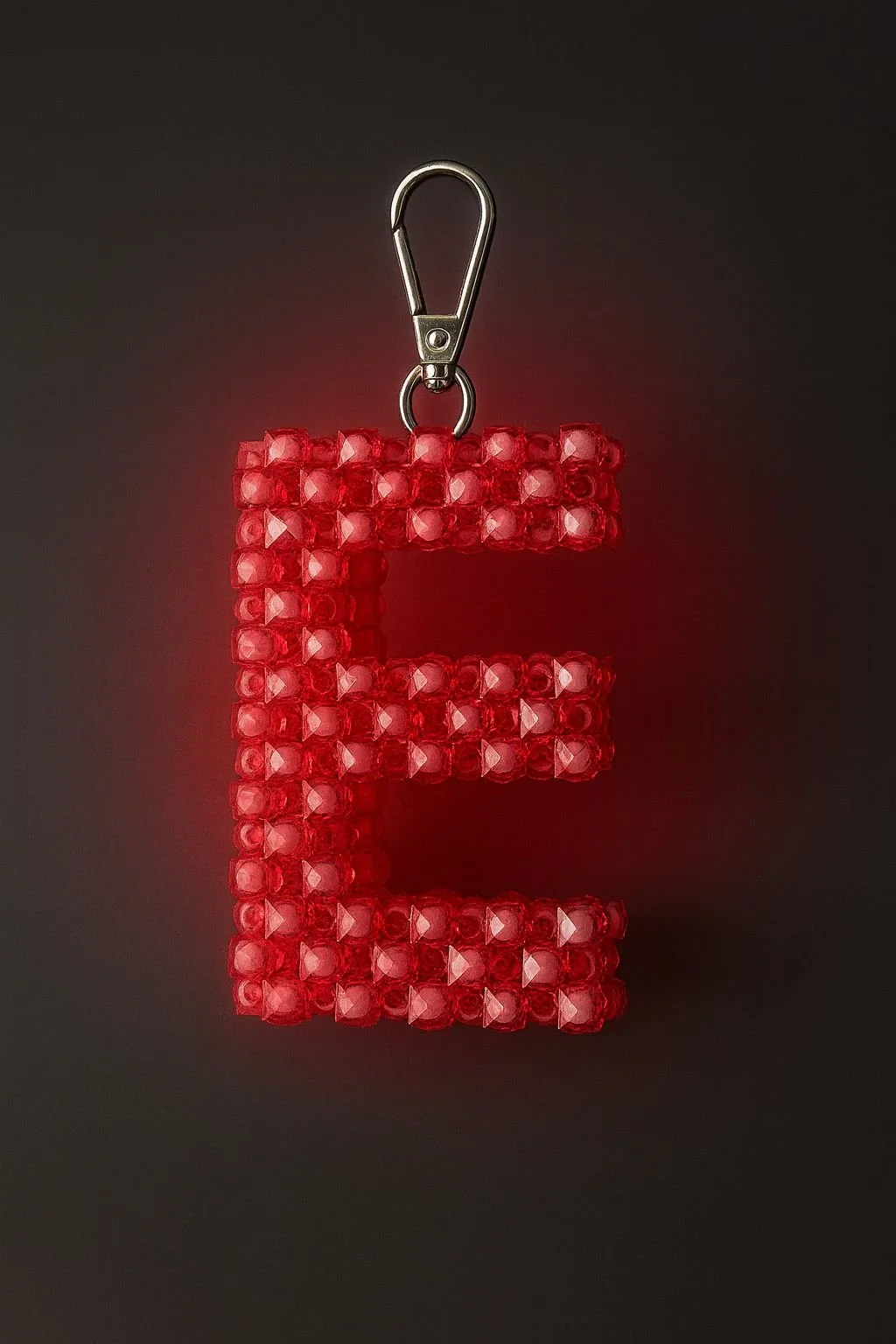 Pink Letter “E” Beaded Keychain