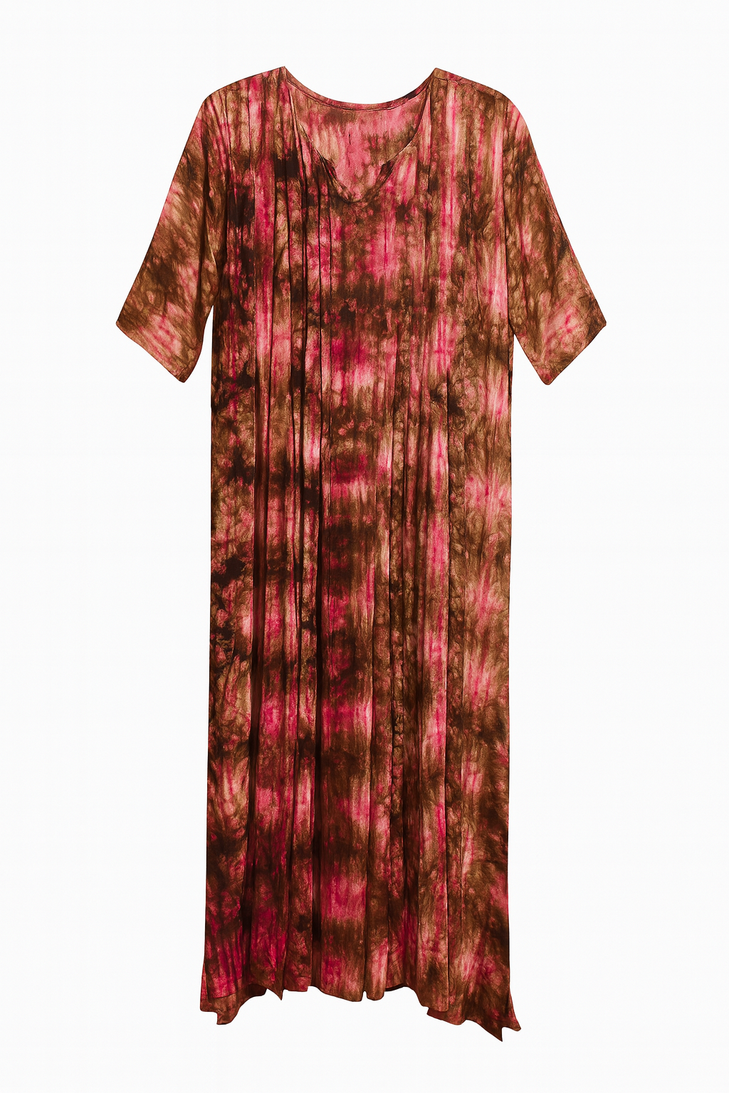 Handmade Brown & Fuchsia Tie-Dye Dress
