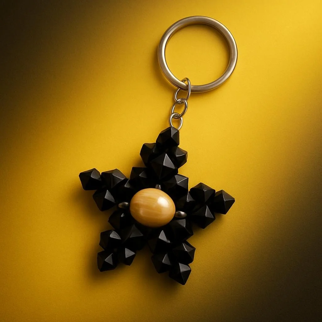 Black Star Beaded Keychain