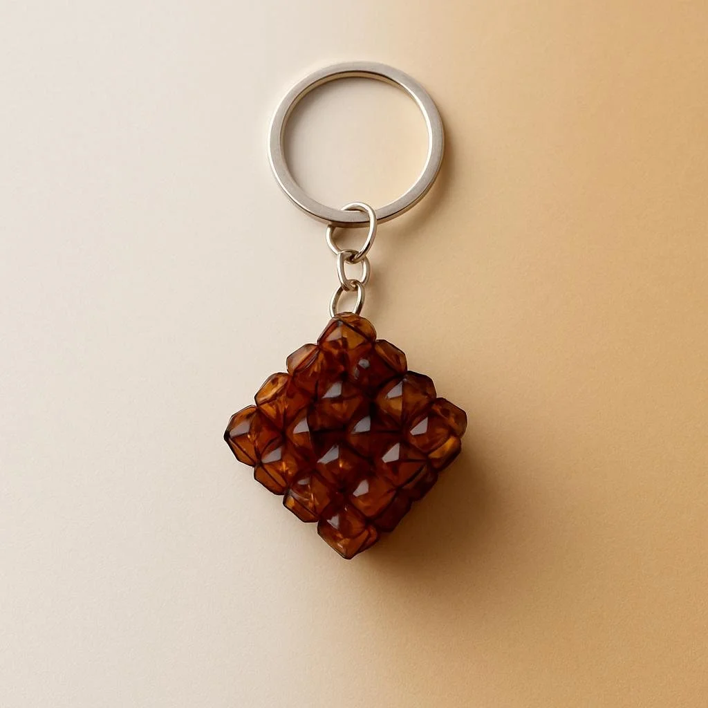 Brown Crystal Beaded Keychain