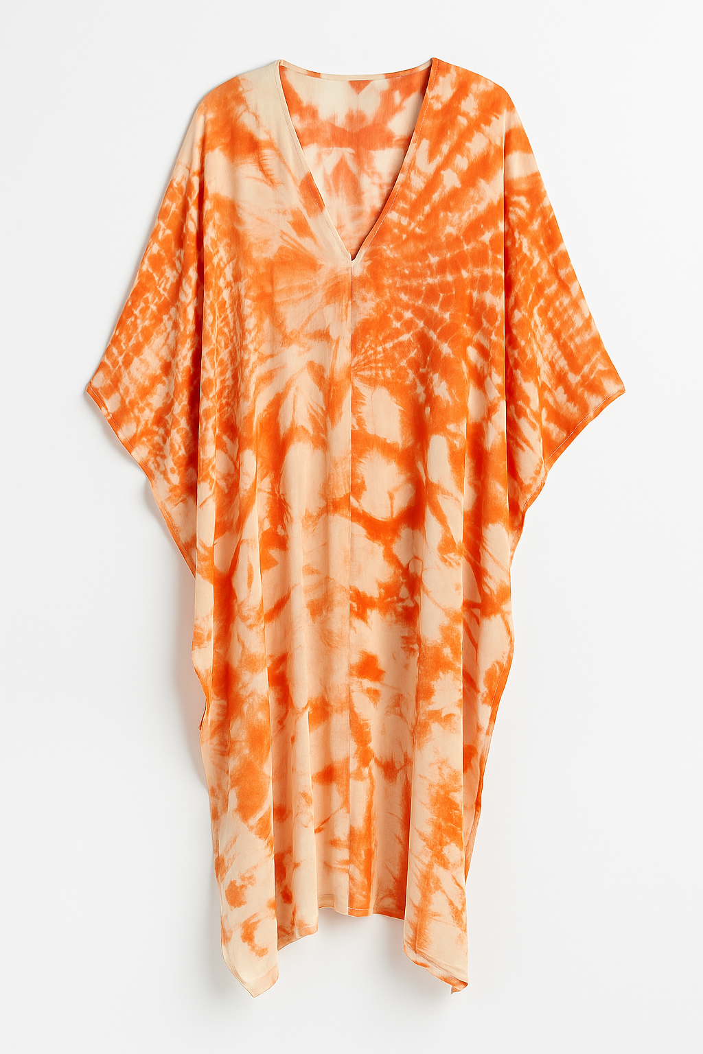 Handmade Orange Tie-Dye Kaftan Dress