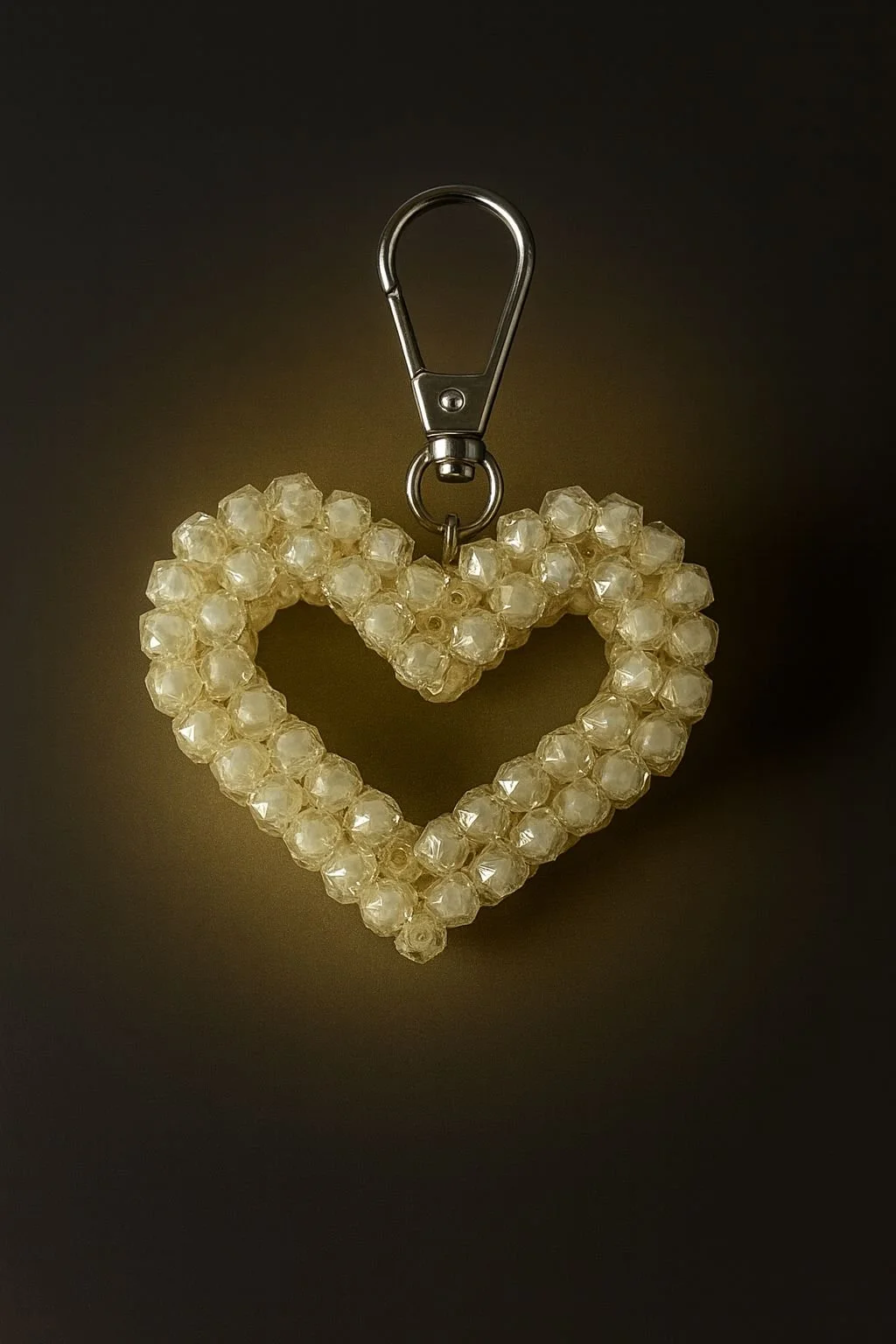 Yellow Heart Beaded Keychain