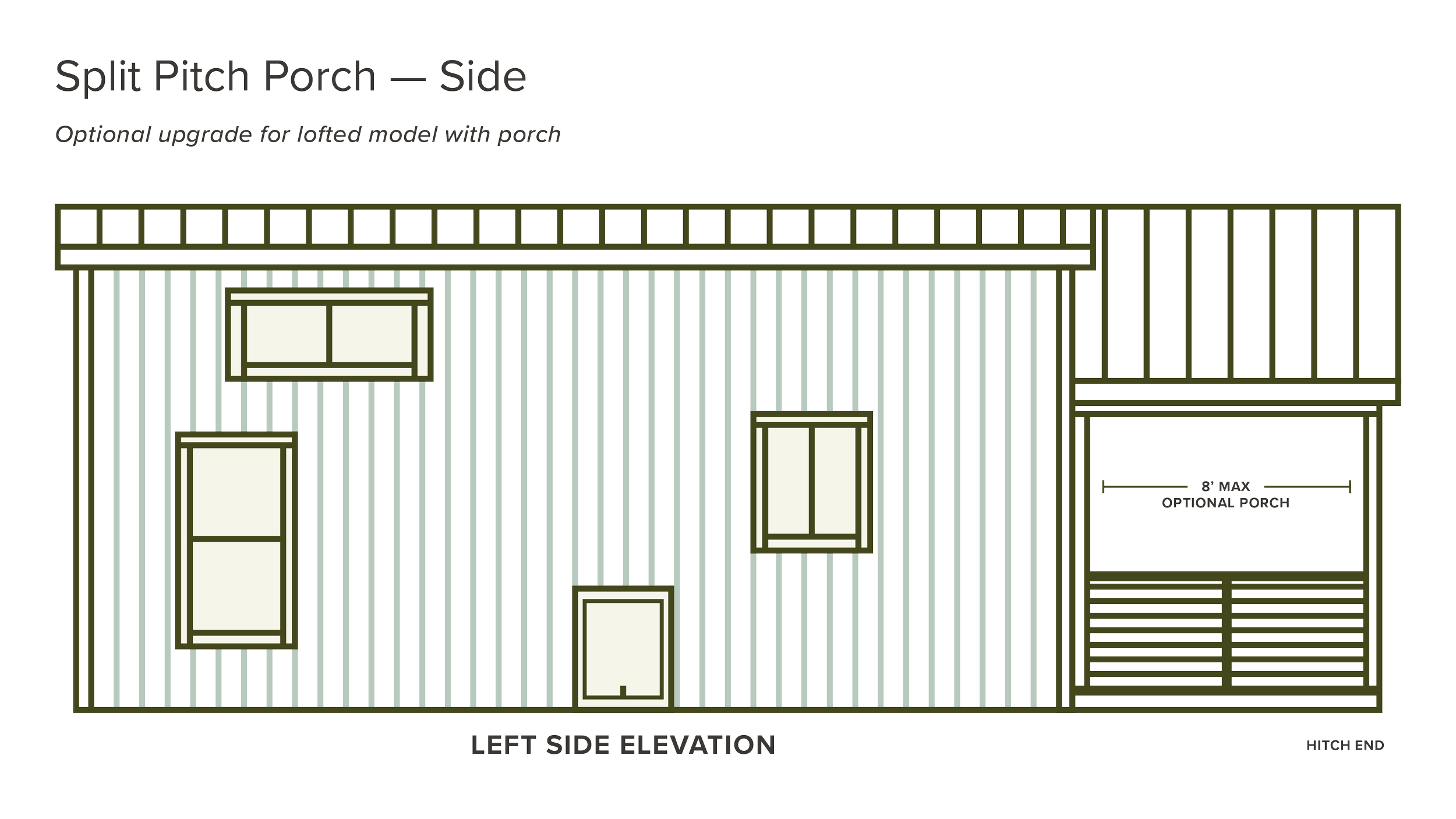 Split Pitch Porch - Side (optional upgrade for lofted model with porch)