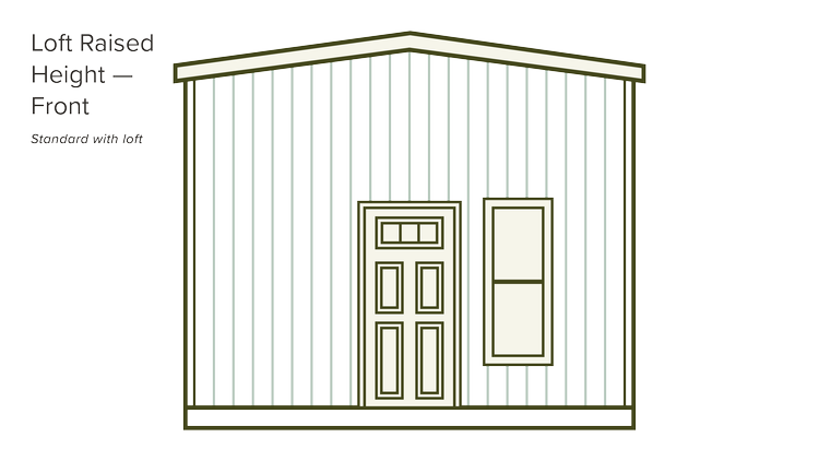 Loft Raised Height roofline illustration, front view