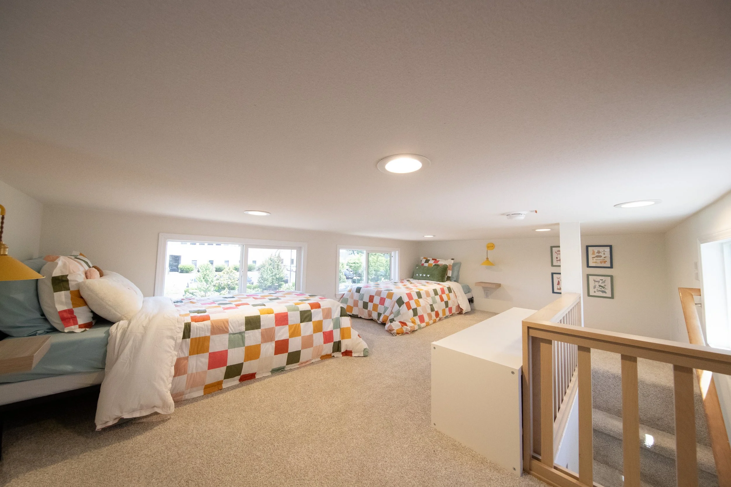 Portland Alder model loft with two twin beds
