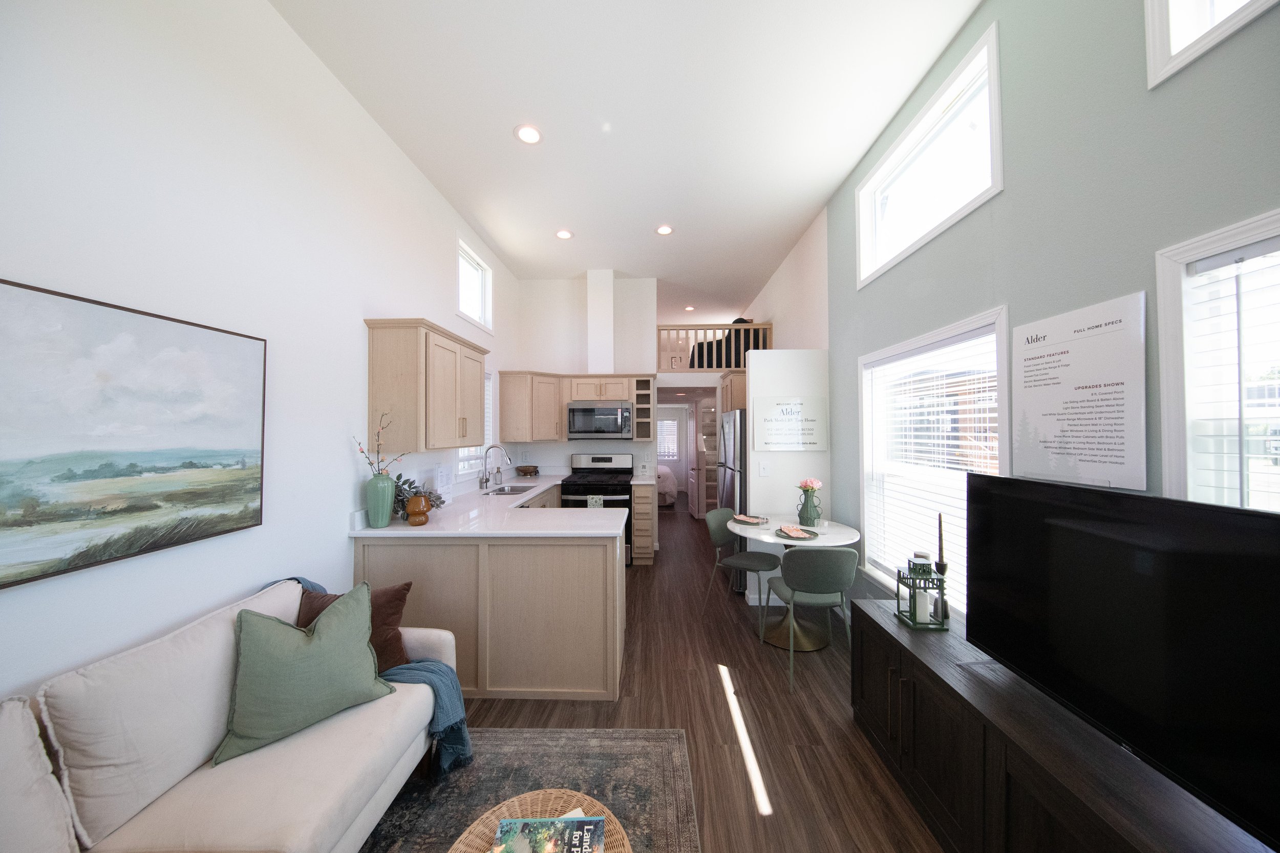 Portland Alder model with accent wall on righthand living room wall