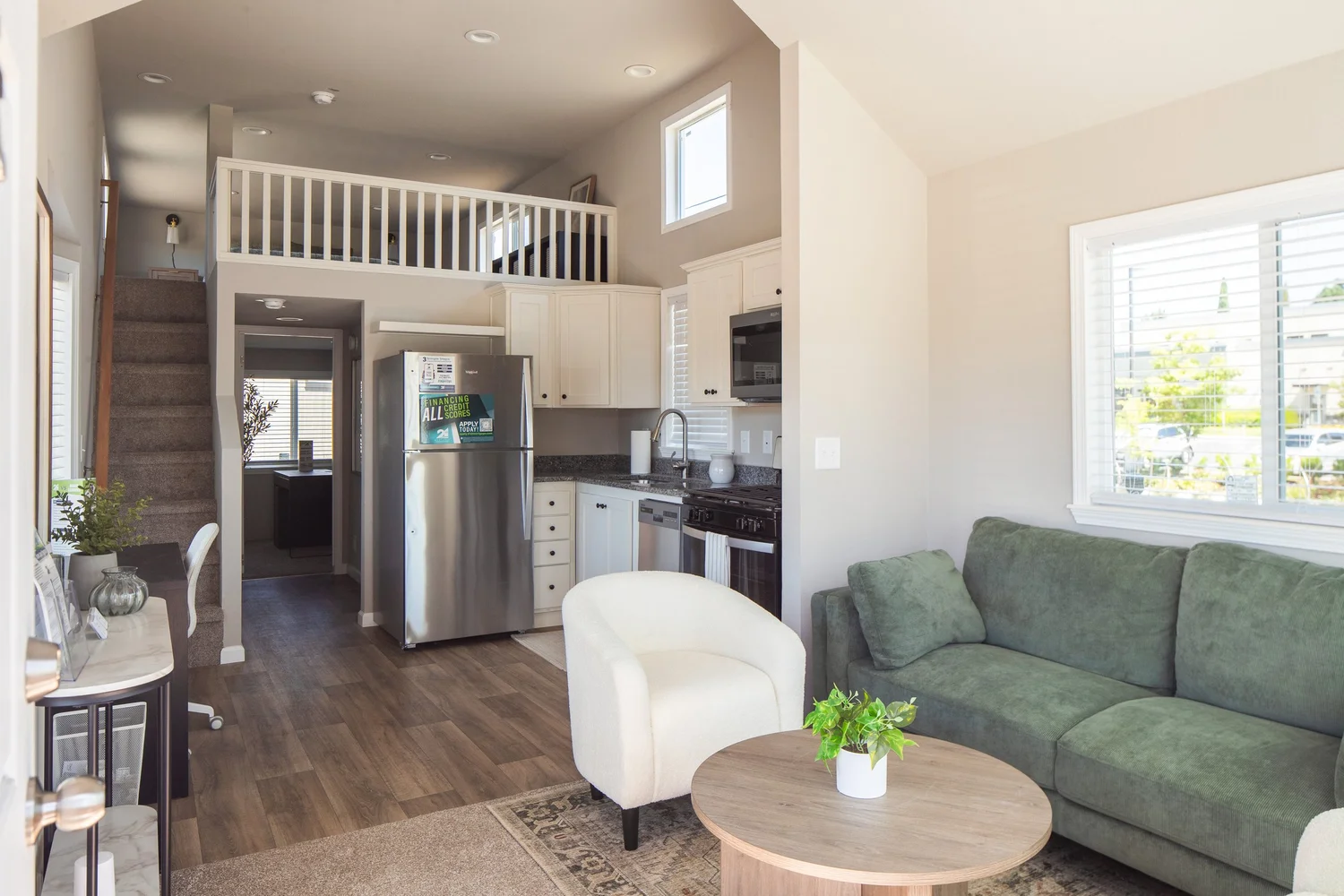 Hemlock lot model living room and kitchen