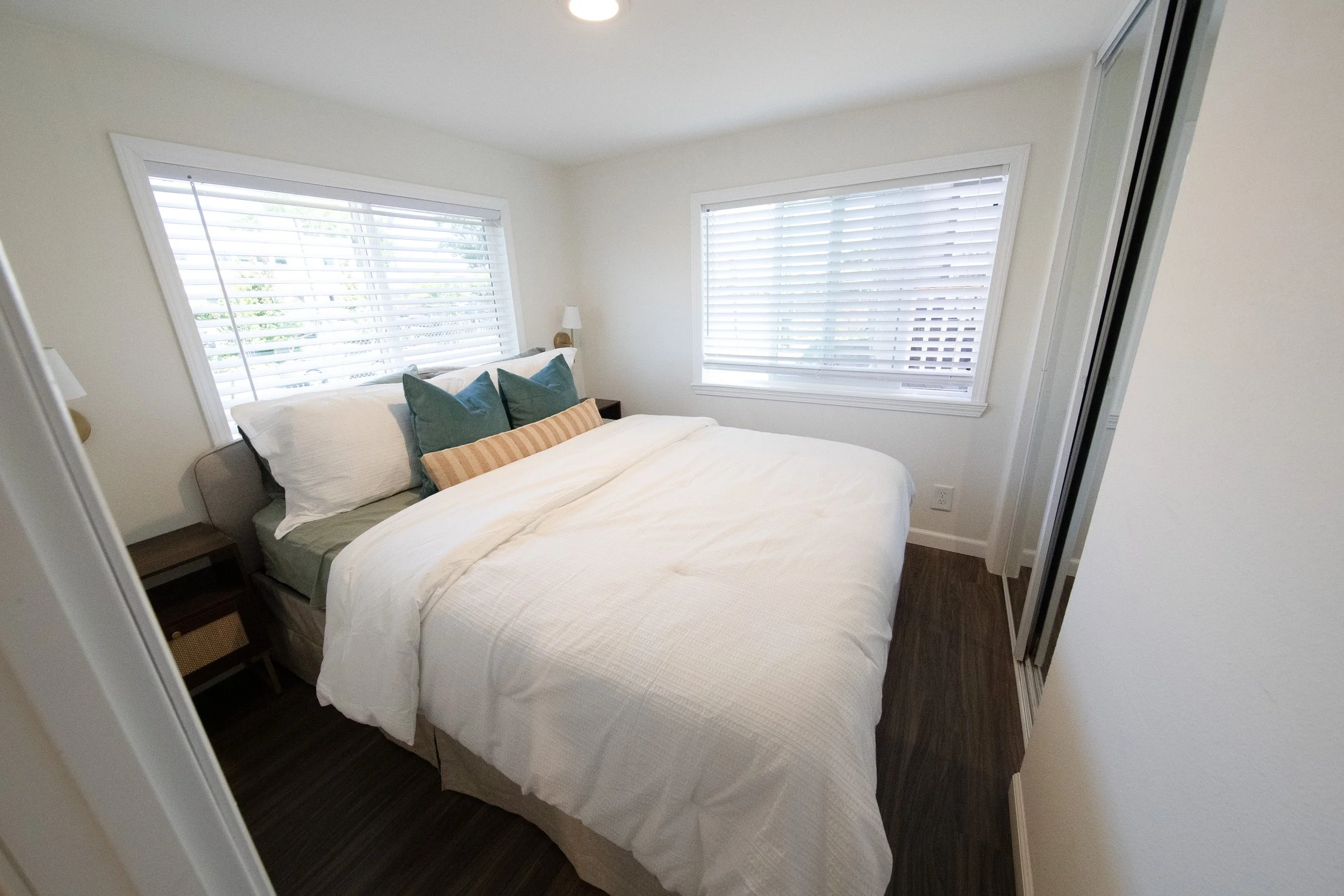 Portland Alder model bedroom with queen bed