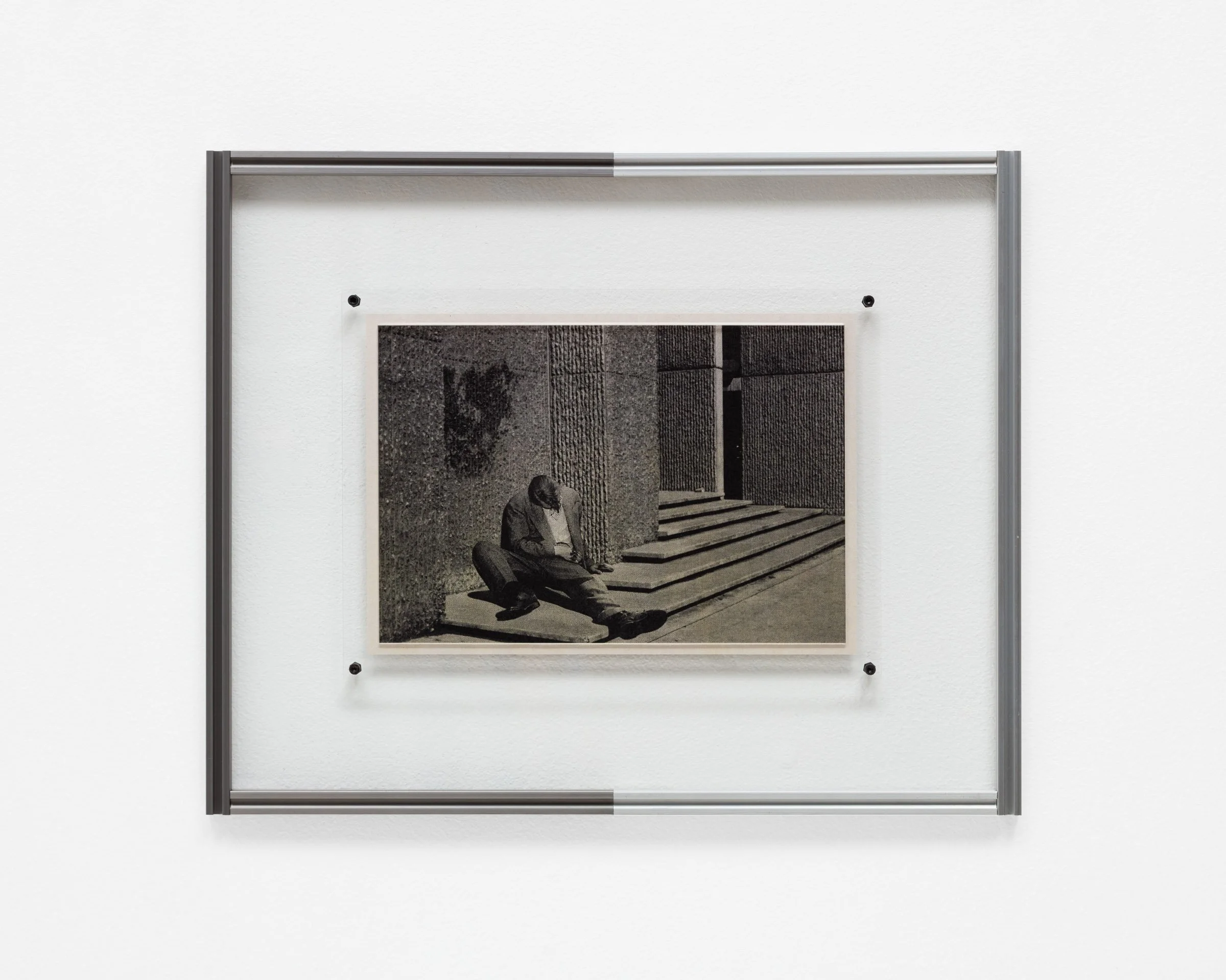   Assault,   2025 Anodized aluminum, newsprint paper, plexiglass, stainless steel 13 x 10.6 x 0.4 in (33 x 27 x 1 cm)  Photo by LF Documentation