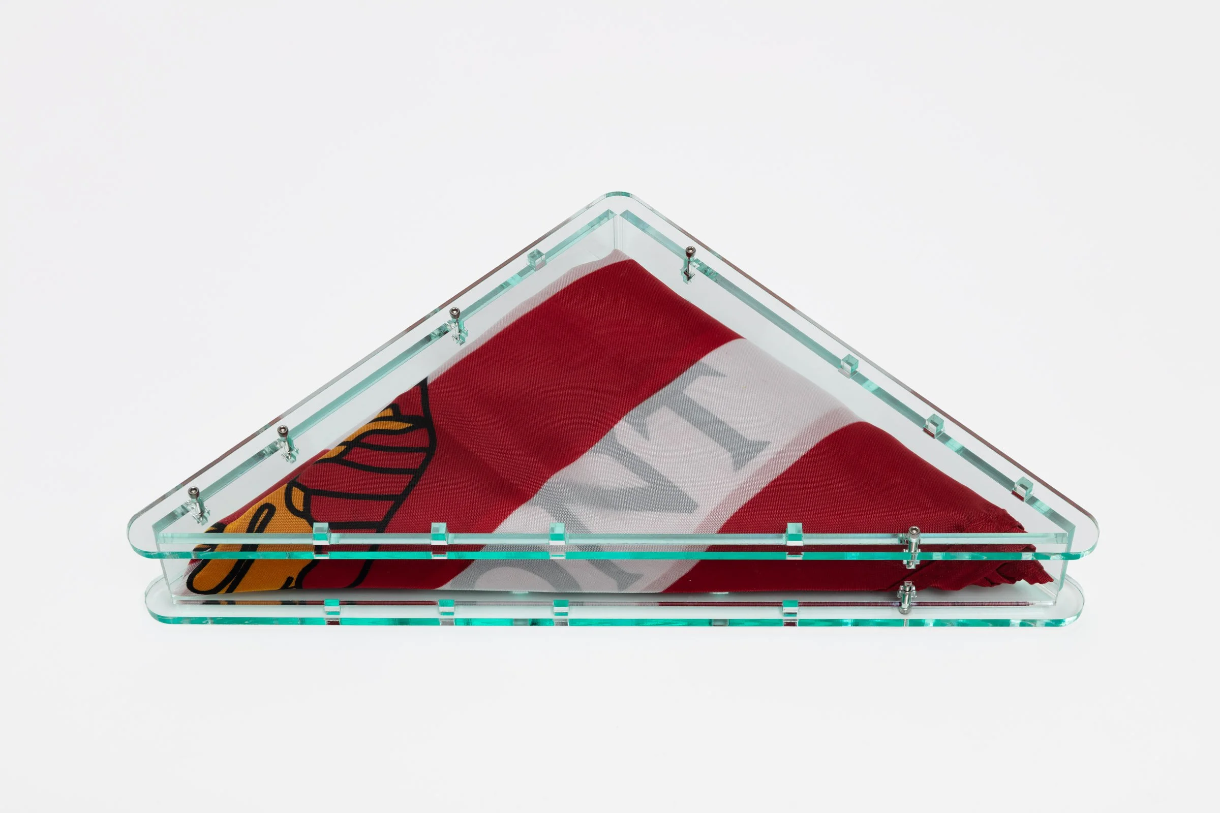   Banner (ca. 2145),   2025 First Navy Jack flag, plexiglass, printed nylon, stainless steel Dimensions variable  Photo by LF Documentation
