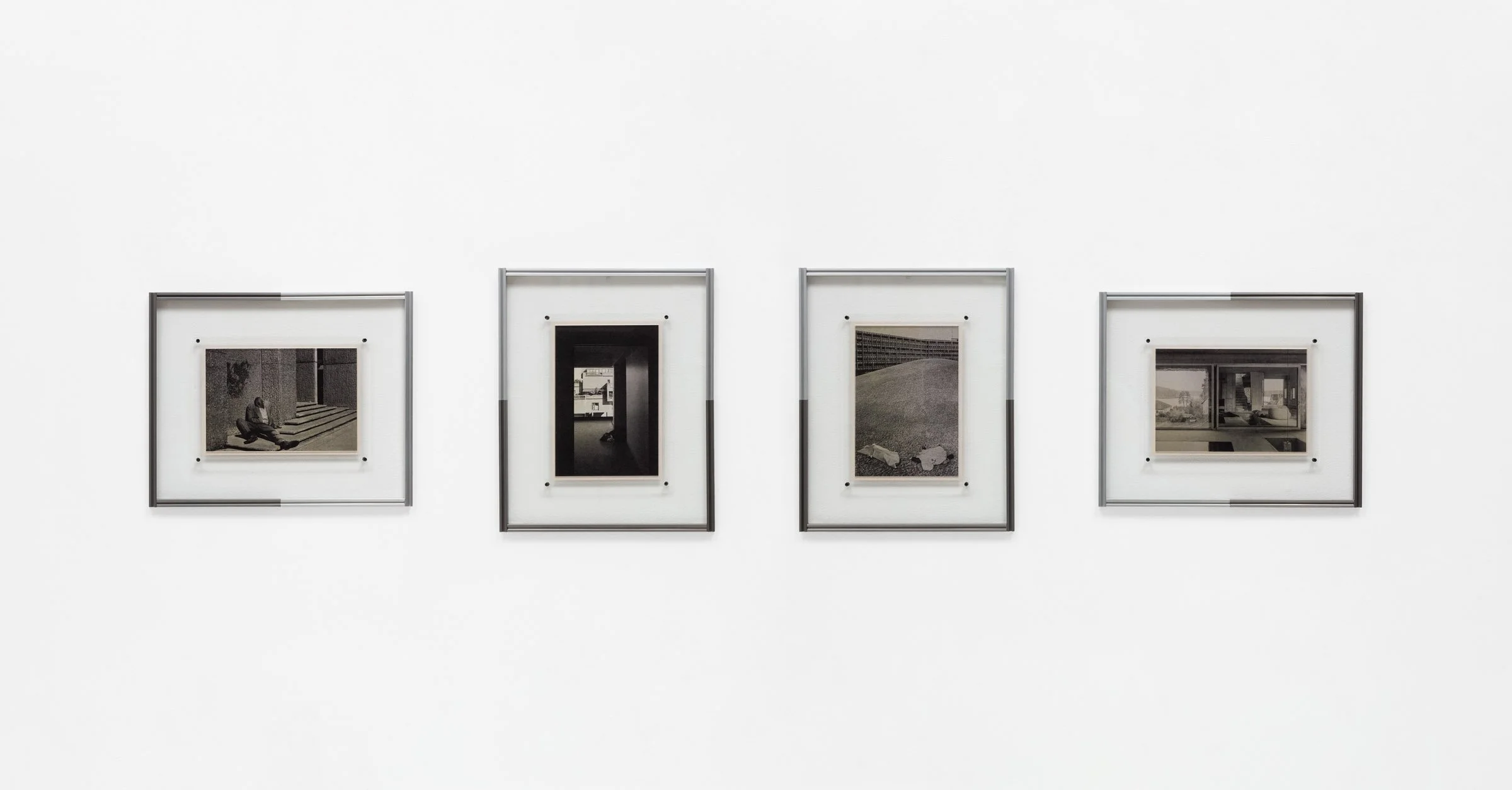   These buildings, they're trying to kill me!,   2025 Anodized aluminum, newsprint paper, plexiglass, stainless steel Dimensions variable  Photo by LF Documentation