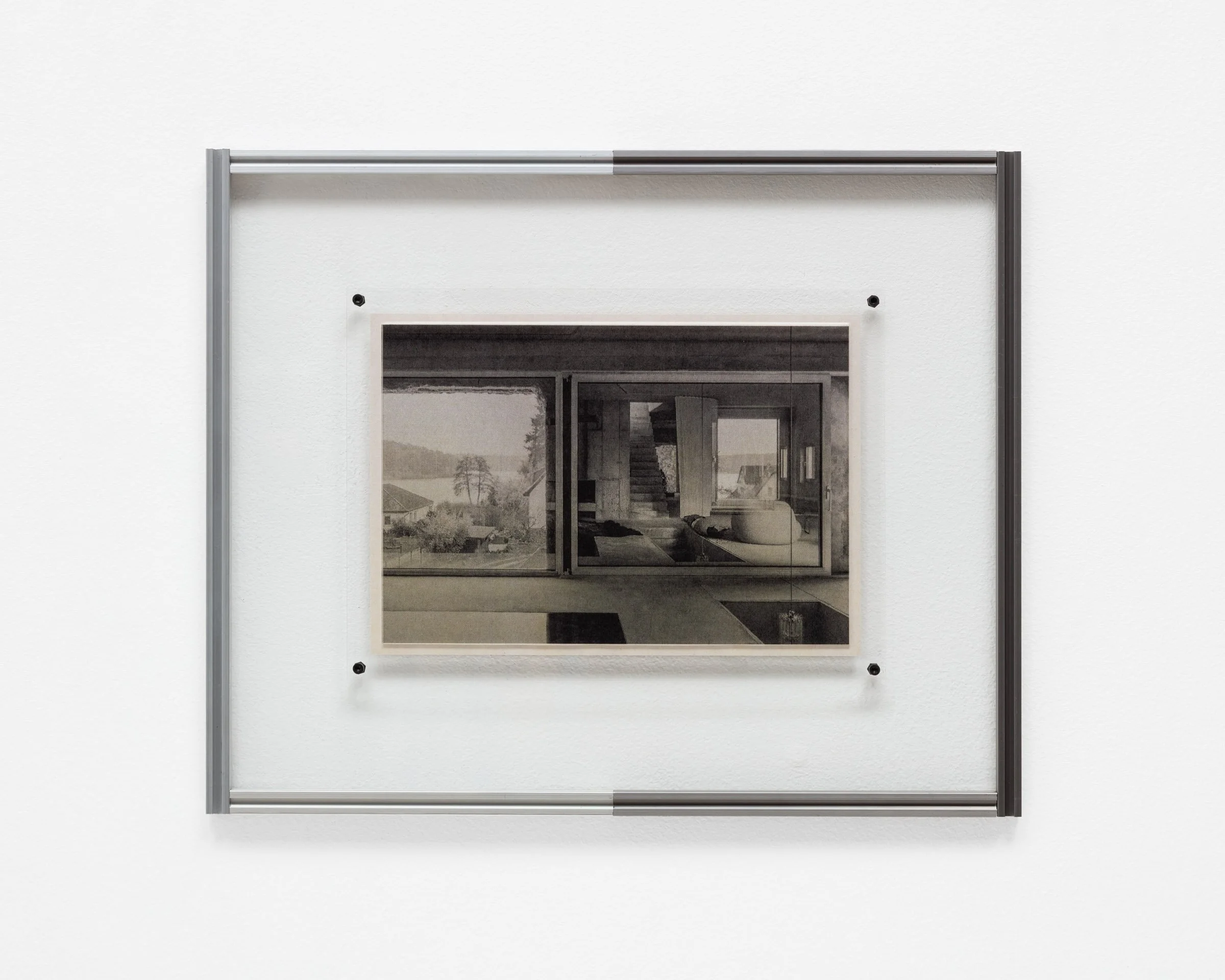   Manslaughter,   2025 Anodized aluminum, newsprint paper, plexiglass, stainless steel 13 x 10.6 x 0.4 in (33 x 27 x 1 cm)  Photo by LF Documentation