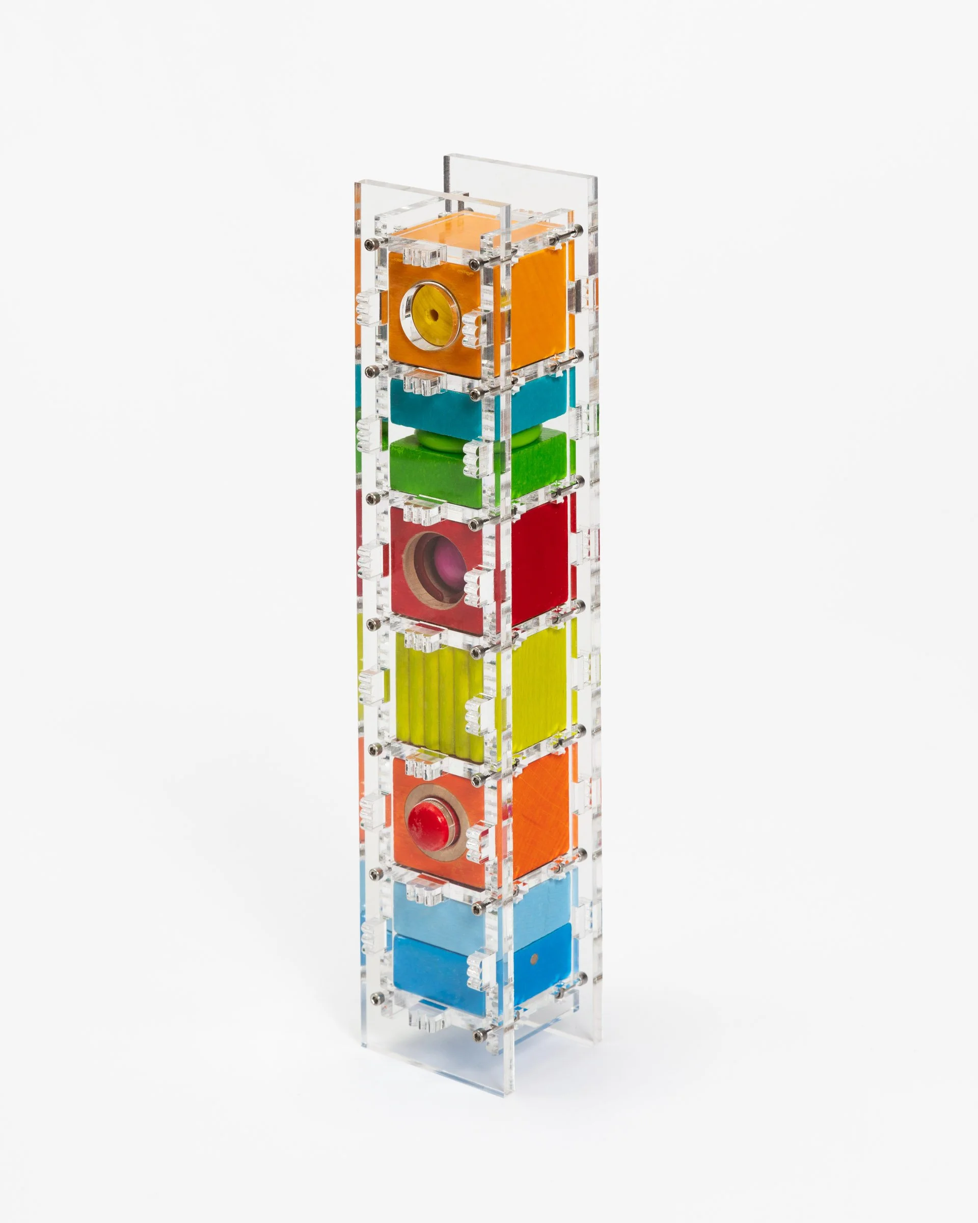   Bad Rodach,   2026 HABA wooden toy blocks, plexiglass, stainless steel 2.5 x 2.5 x 12.4 in (6.4 x 6.4 x 31.5 cm)  Photo by LF Documentation